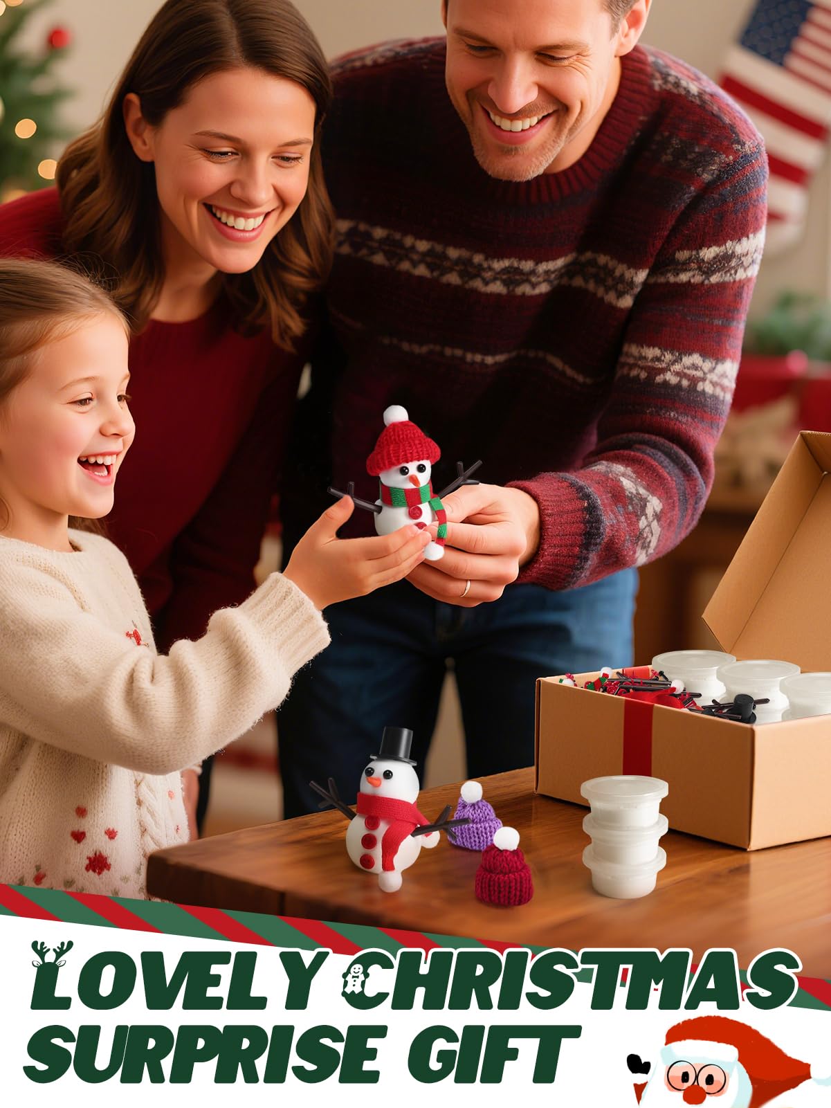 Cosweet 24 Pack Christmas Snowmen for Kids - Build a snowman kit with air dried clay, gift for parties, winter activities, leisure