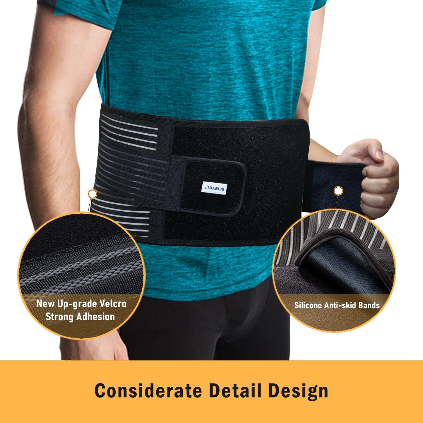 DARLIS Back Support Belt with Inflatable Lumbar Pad - Extra Support for Lower Back Pain Relief, Herniated Disc, Sciatica, Scoliosis, Adjustable Support Straps - Back Brace for Men Women S/M 32"- 39"