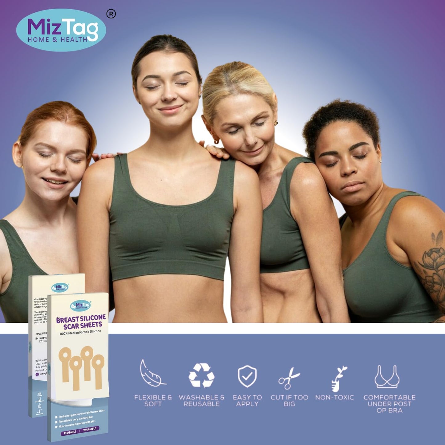 Breast Augmentation Recovery Supplies - Silicone Sheets for Healing - Comfortable Under Post-Op Bra (4 Pcs) - Great for Mom