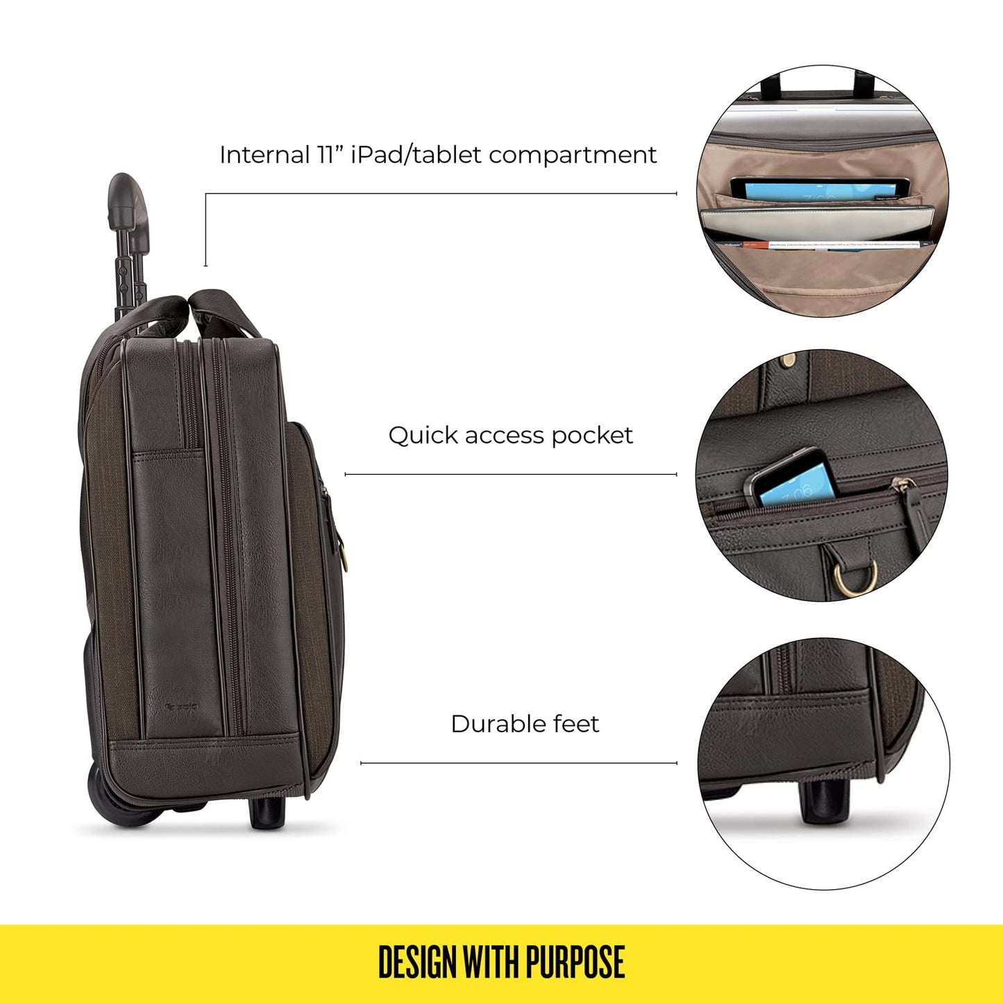Solo MacDougal Rolling Laptop Bag, Espresso