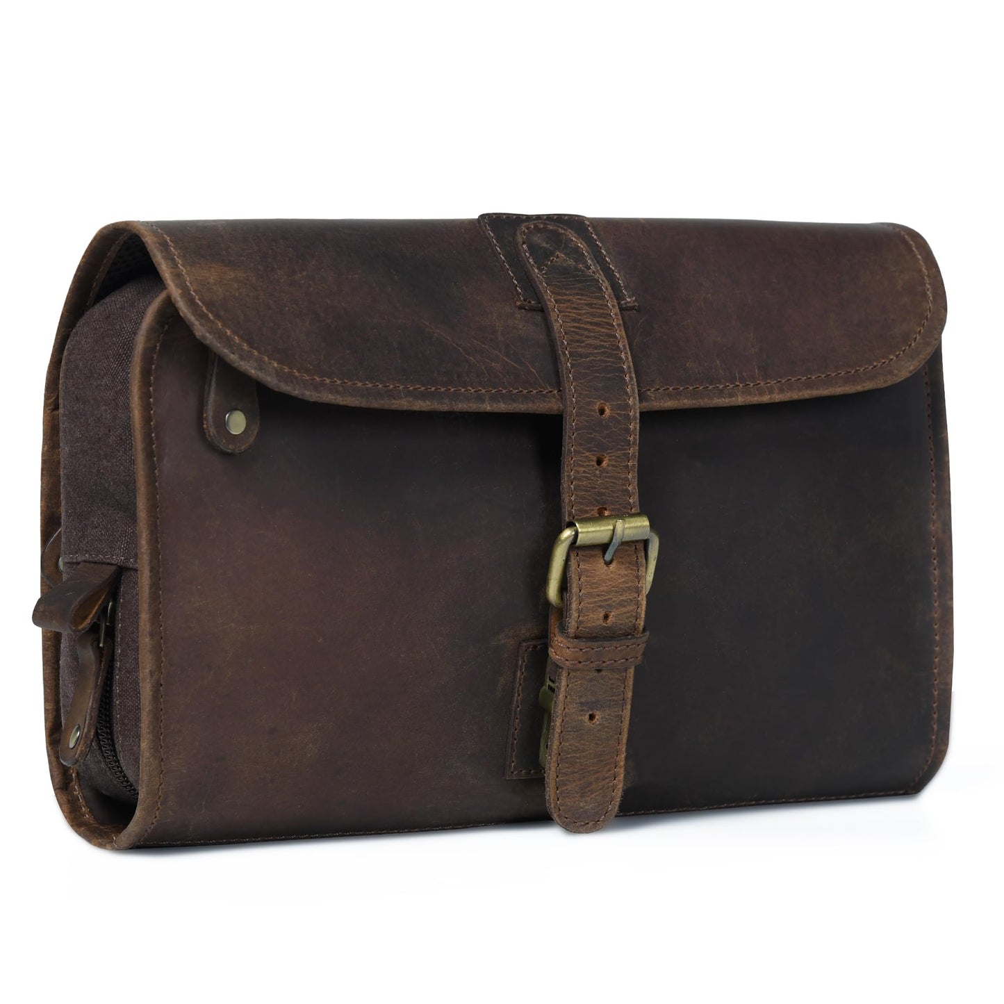 LEATHER VILLAGE Hanging Toiletry Bag for Men & Women, Leather Toiletry Bag for Men, Mens Toiletry Bags for Traveling, Hanging Travel Toiletry Bag, Mens Travel Bag Toiletry, Dopp Kit Shower Bags-Brown