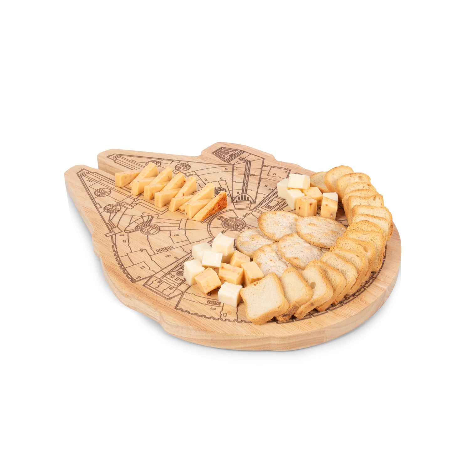PICNIC TIME Star Wars Millennium Falcon 16 Inch Serving Board, Wood Cheese and Charcuterie Board, Decorative Cutting Board with Hanging Hole, (Parawood)