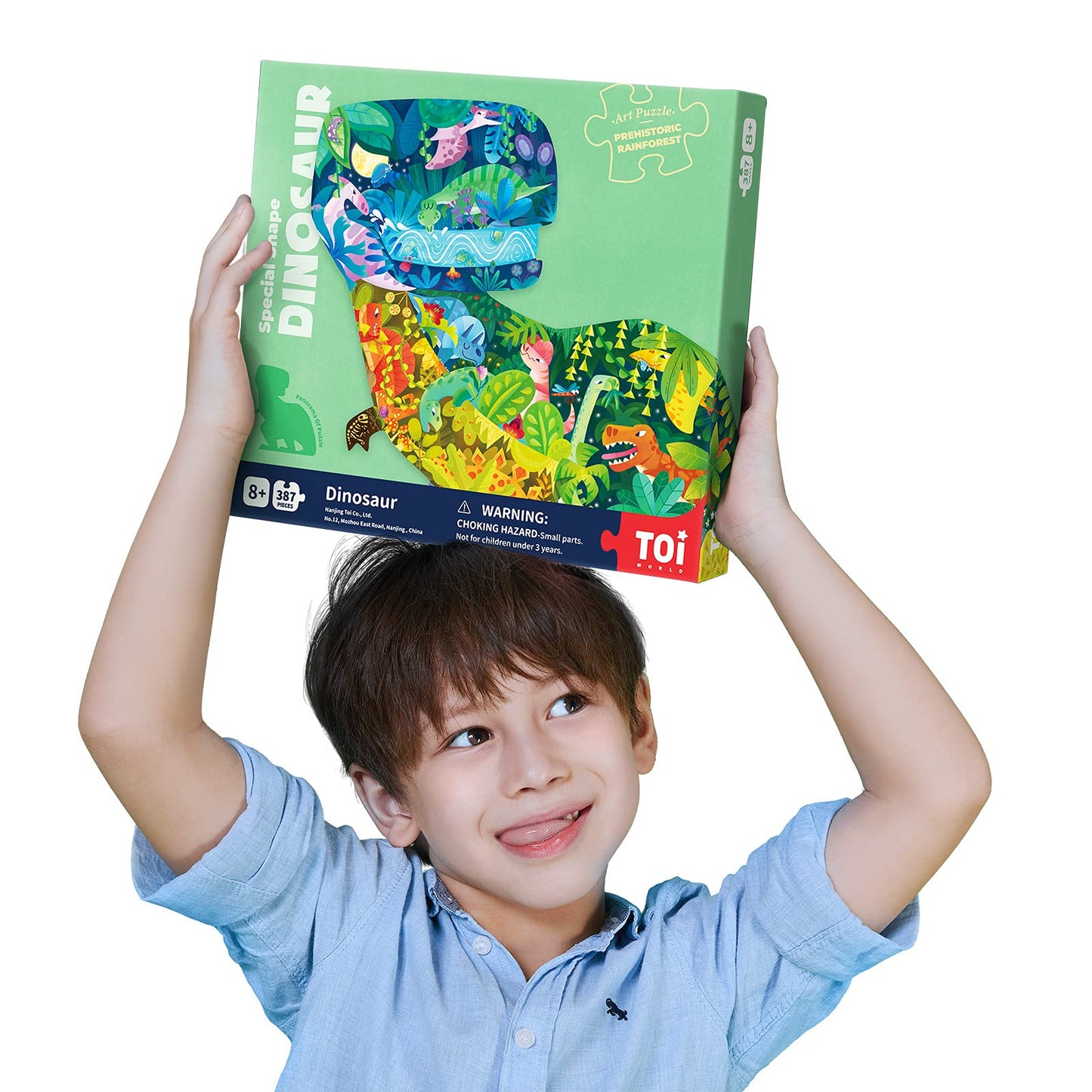 TOI Dinosaur Floor Puzzles for Kids Aged 6-8, 158 Pieces Animal Shaped Jigsaw Puzzles, Preschool Dinosaur Puzzle for Boys and Girls Educational Toy