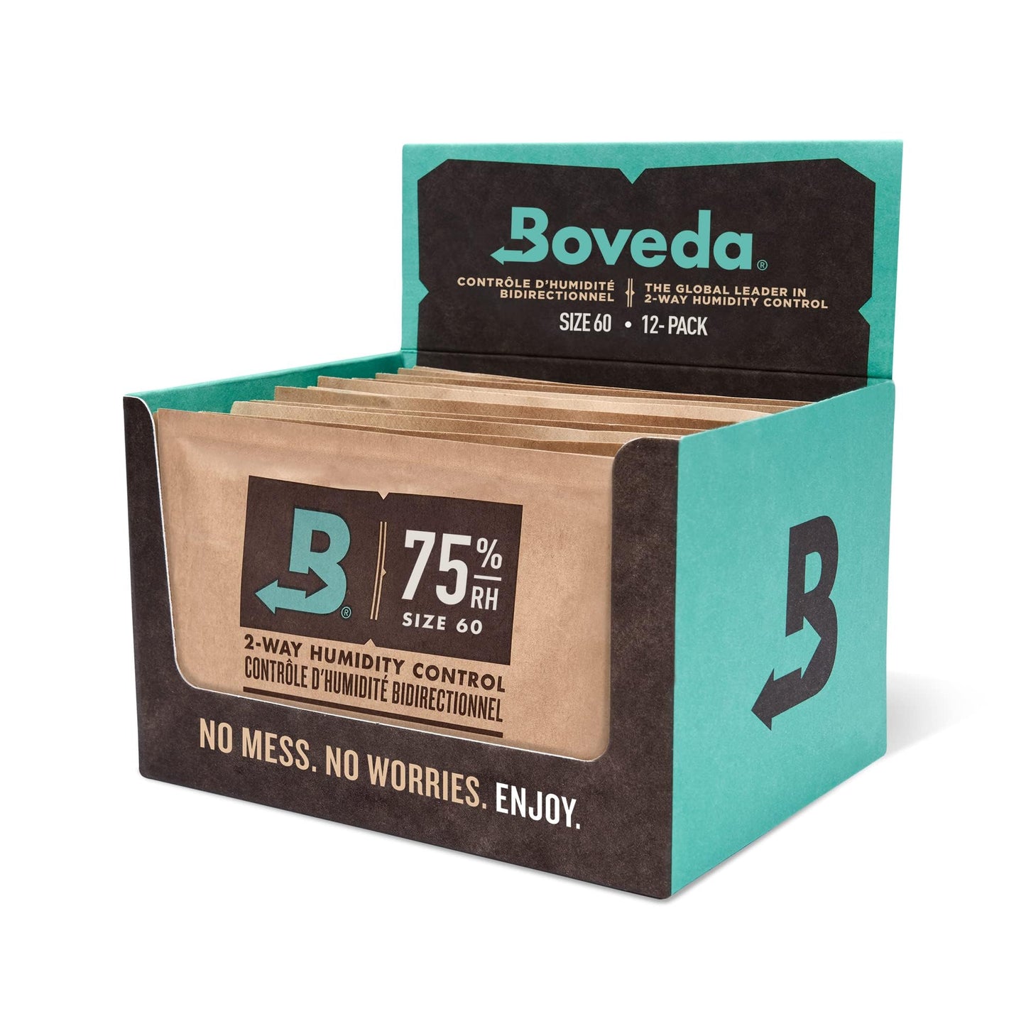 Boveda 75% Two-Way Humidity Control Packs – Size 60 – 12 Pack – Fix Major Moisture Loss/Low RH in Non-Plastic Humidifier – Moisture Absorbers – Individually Wrapped Hydration Packets