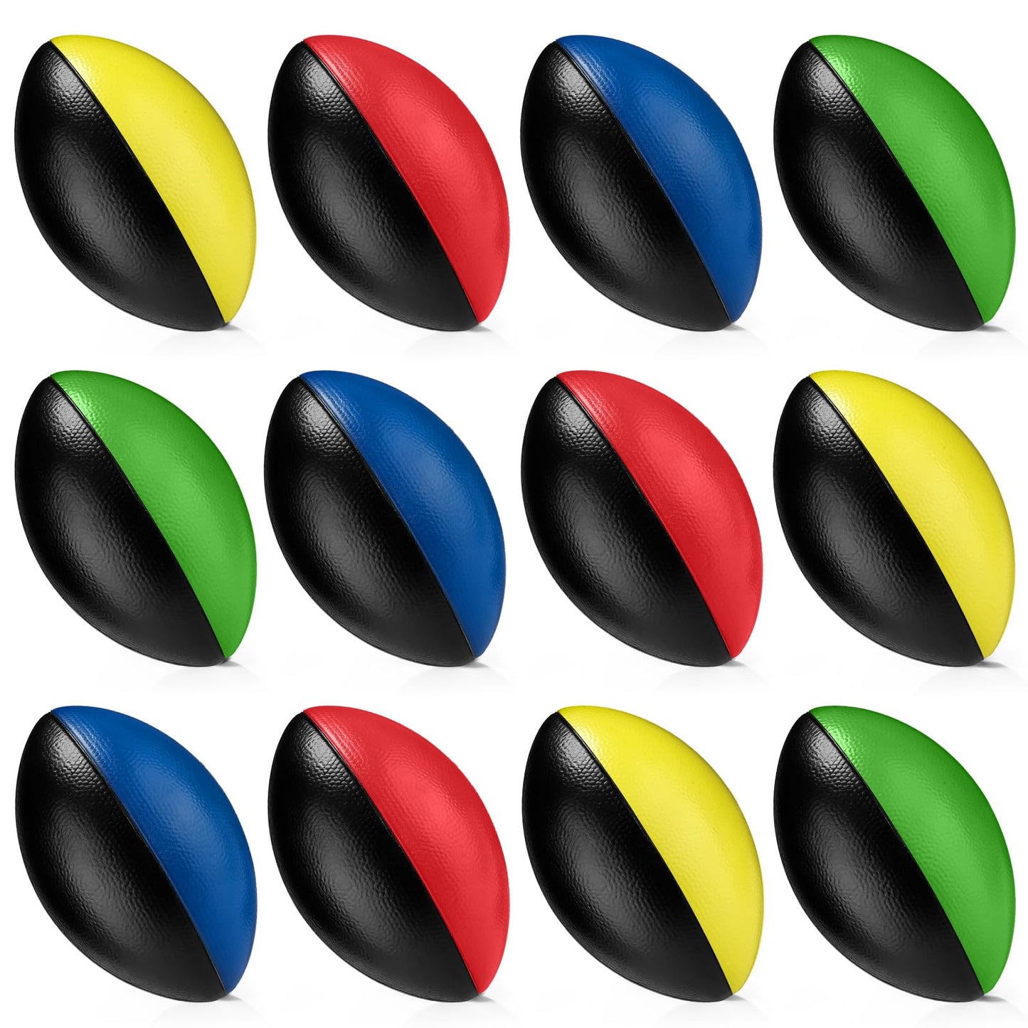 Jerify 12 Pcs Mini Footballs for Kids Spiral Foam Football Bulk 5 Inch Soft Small Waterproof Foam Ball Sports Birthday Toddler Football for Indoor and Outdoor Game