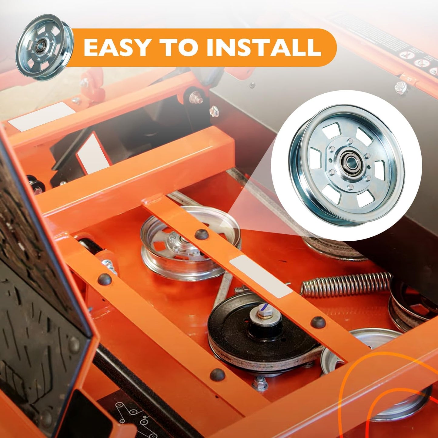 Flat Idler Pulley Replaces 033-8000-00, 033-2000-00, 033-7201-00, 033-7201-25, Lawn Mower Idler Pulley Compatible with Bad boy 48"50"54"60" ZT Series, 48"54" MZ Series, 54"61"72" Outlaw Series, 2 Pack