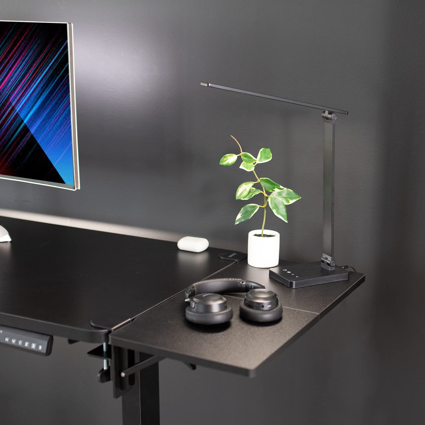 VIVO Clamp-on 24 x 12 inch (14 Including Clamps) Desk Extender, Wrist Support, Foldable Keyboard Tray, Table Mount for Sit Stand Desks, Black, DESK-EXT24.