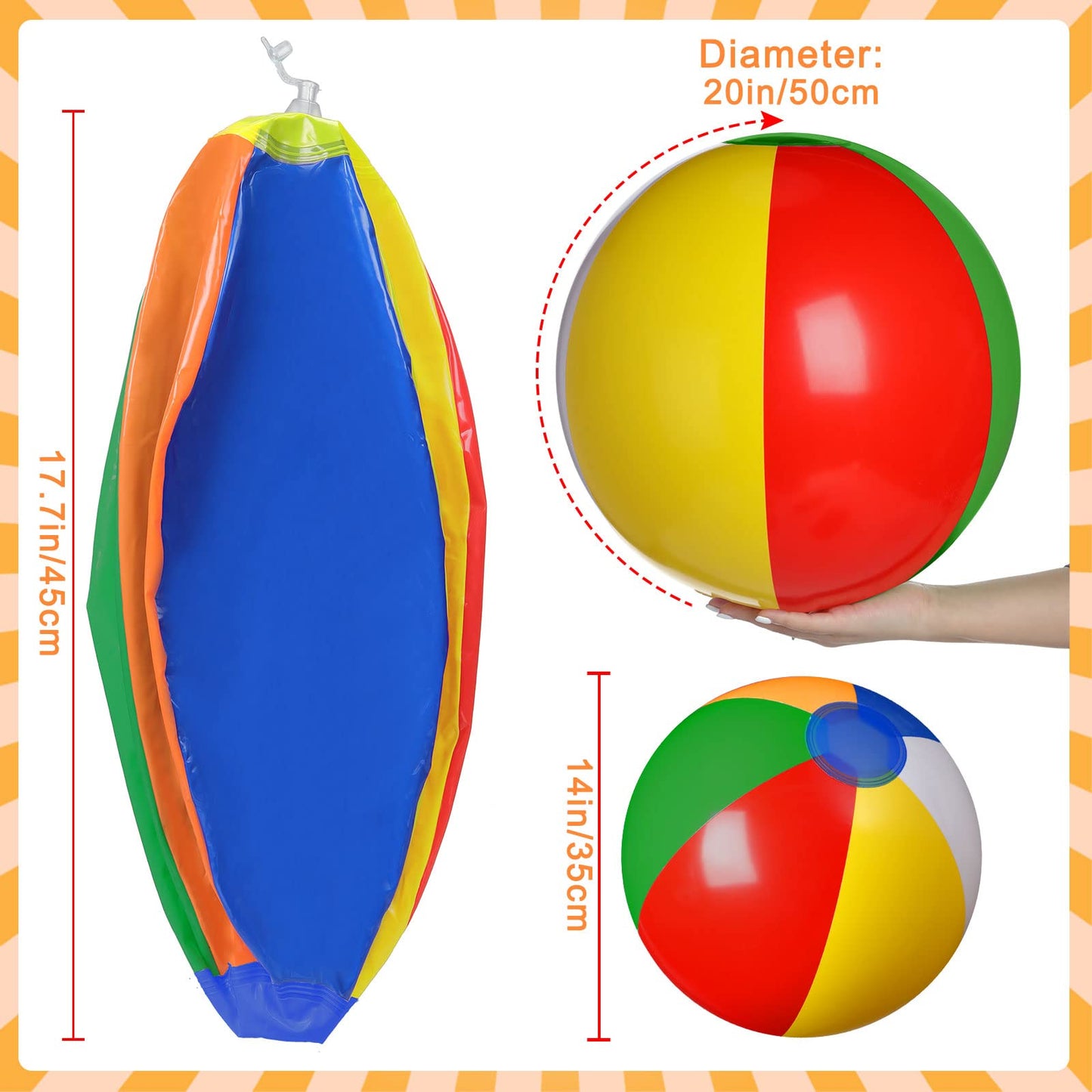 Honoson 30 Pieces 20 Inch Inflatable Beach Balls Large Blow up Pool Game Toys for Summer Swimming Party Supplies (Rainbow)