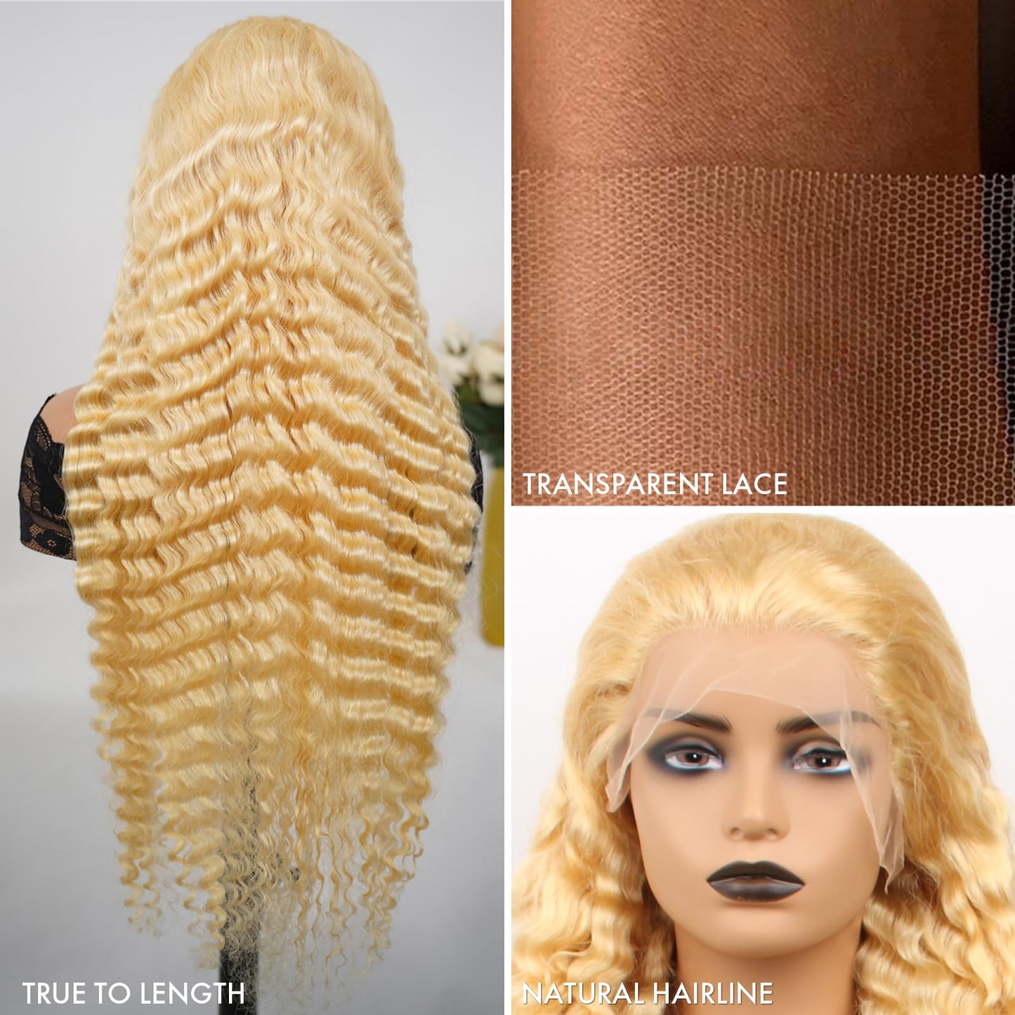613 Lace Front Wig Human Hair 28 Inch Deep Wave Blonde Wig Human Hair 16A 13x4 HD 613 Deep Wave Blonde Lace Front Wigs Human Hair 180% Density Curly Blonde Frontal Wig Deep Wave 613 Wig Pre Plucked