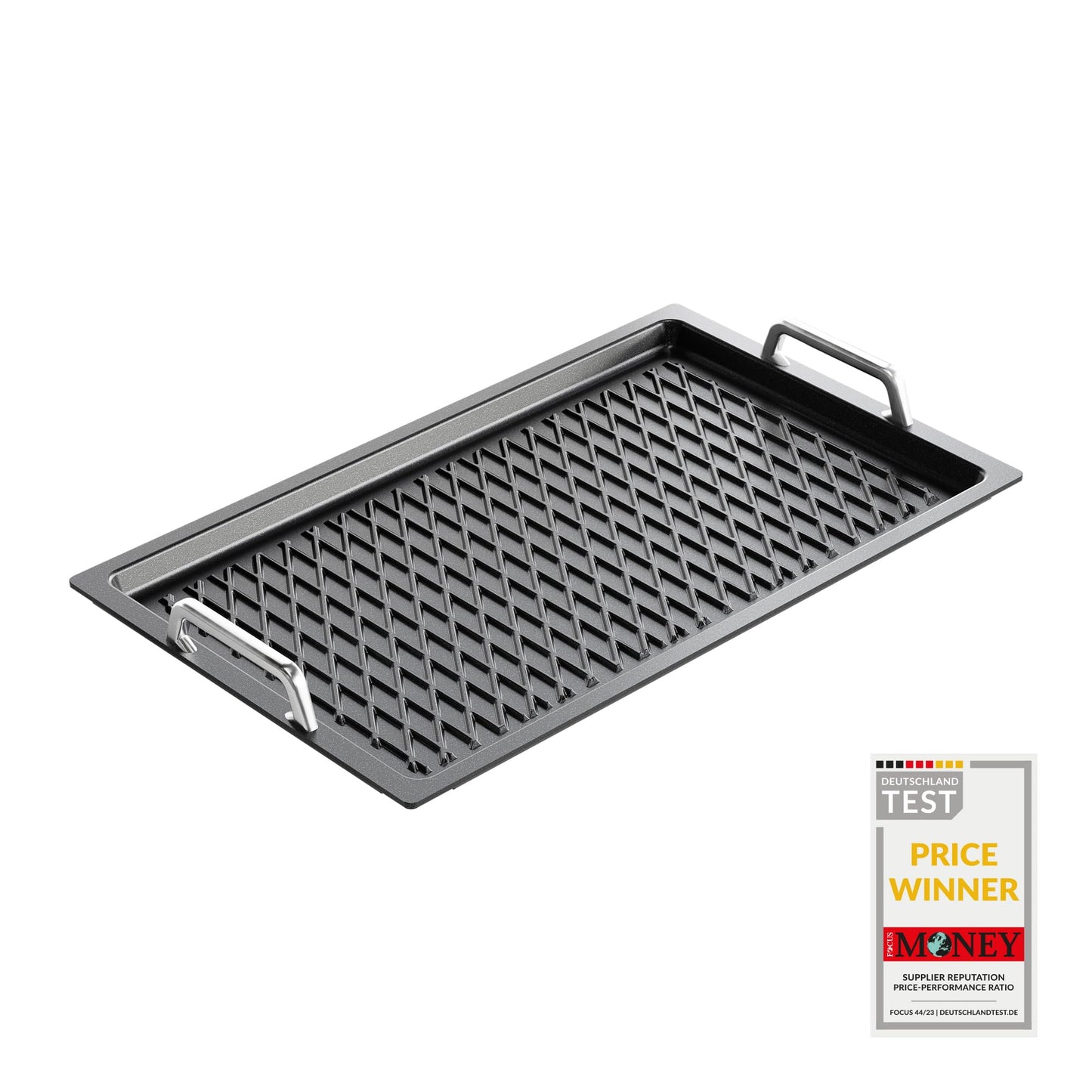AMT Gastroguss The "World´S [.]" Professional Grill Plate BBQ, 53 x 33 cm, Stainless Steel Handles, die-cast Aluminium, Non-Induction, Lotan® Non-Stick Coating, AMZN-25333-G-BBQ-US