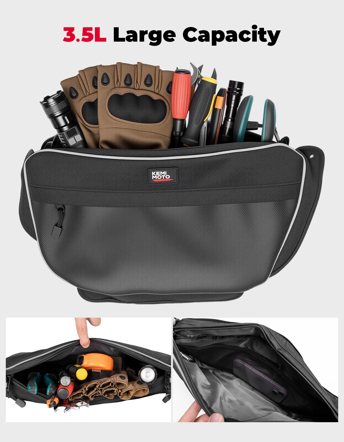 KEMIMOTO Door Storage Bags Compatible with Wolverine RMAX 2 1000, RMAX 4 1000, X2 1000, X2 850, X4 850, 3.5L 1680D Oxford Fabric Right and Left Bags, Secure Mounting, Water-Resistant Zipper