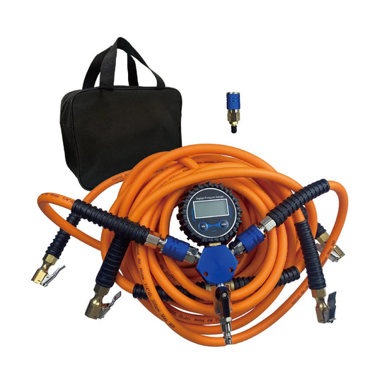 4 tire Inflation System,4 tire Inflation deflation System，4 Way tire inflator System with Closed Flow Air Chuck Digital Tire Pressure Gauge Compatible with HPA Tanks and Compressors