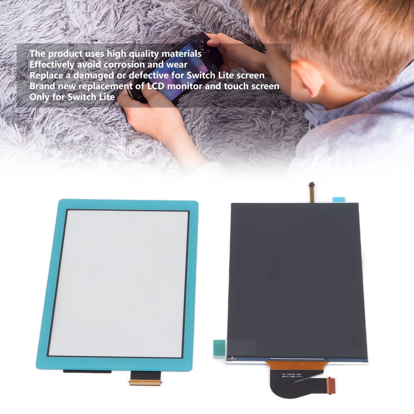 Replacement LCD Screen Display and Digitizer for Switch Lite, for Switch Lite Gamepad Screen Replacement LCD Display Panel Repair Parts (Blue)