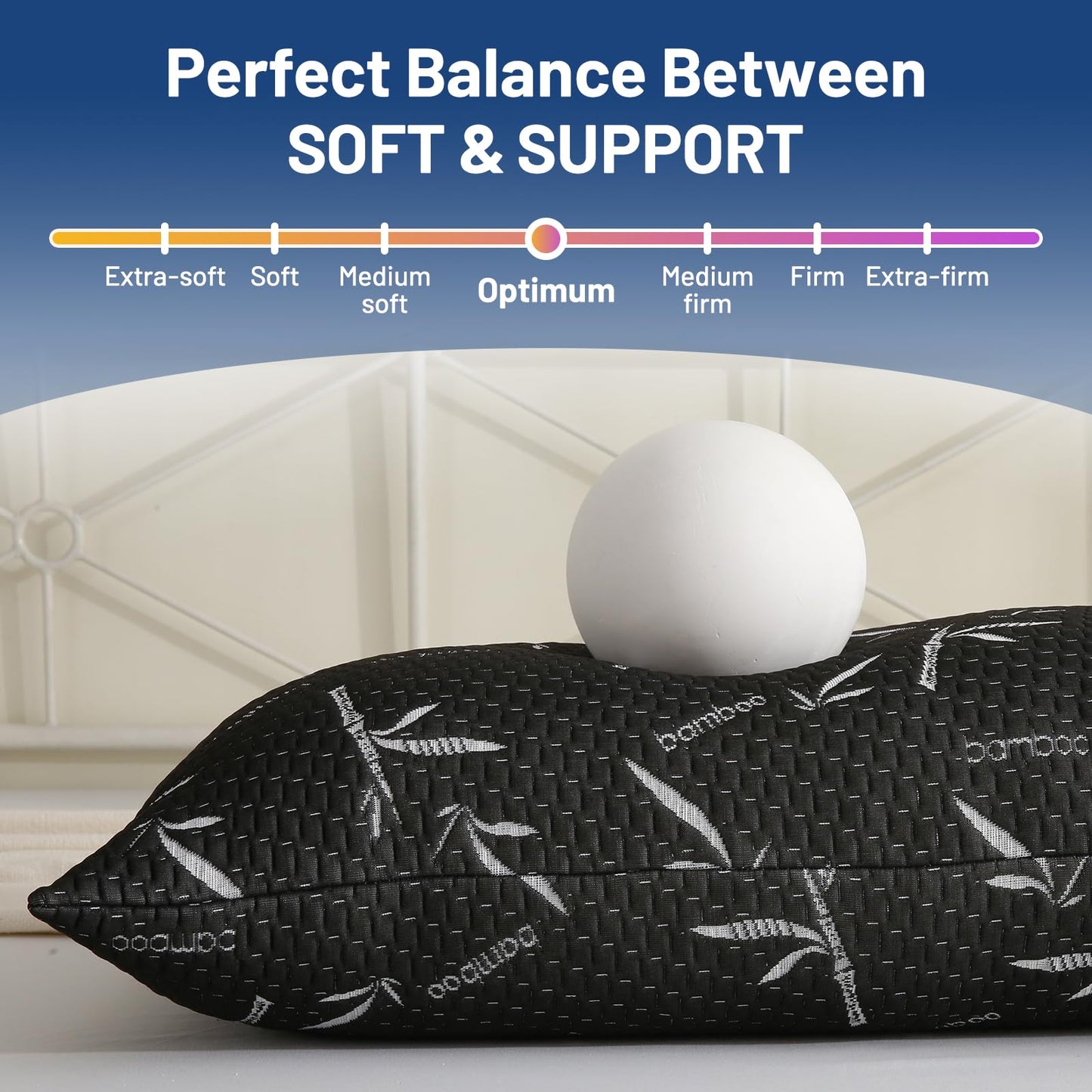 Primesoft Full Body Pillow with Removable Pillowcase for Adults,（Memory Foam Filling）（Long Pillow for Side Sleepers） （Fluffy and Firm）（Adjustable Filling）（20×54 Inch，Black）