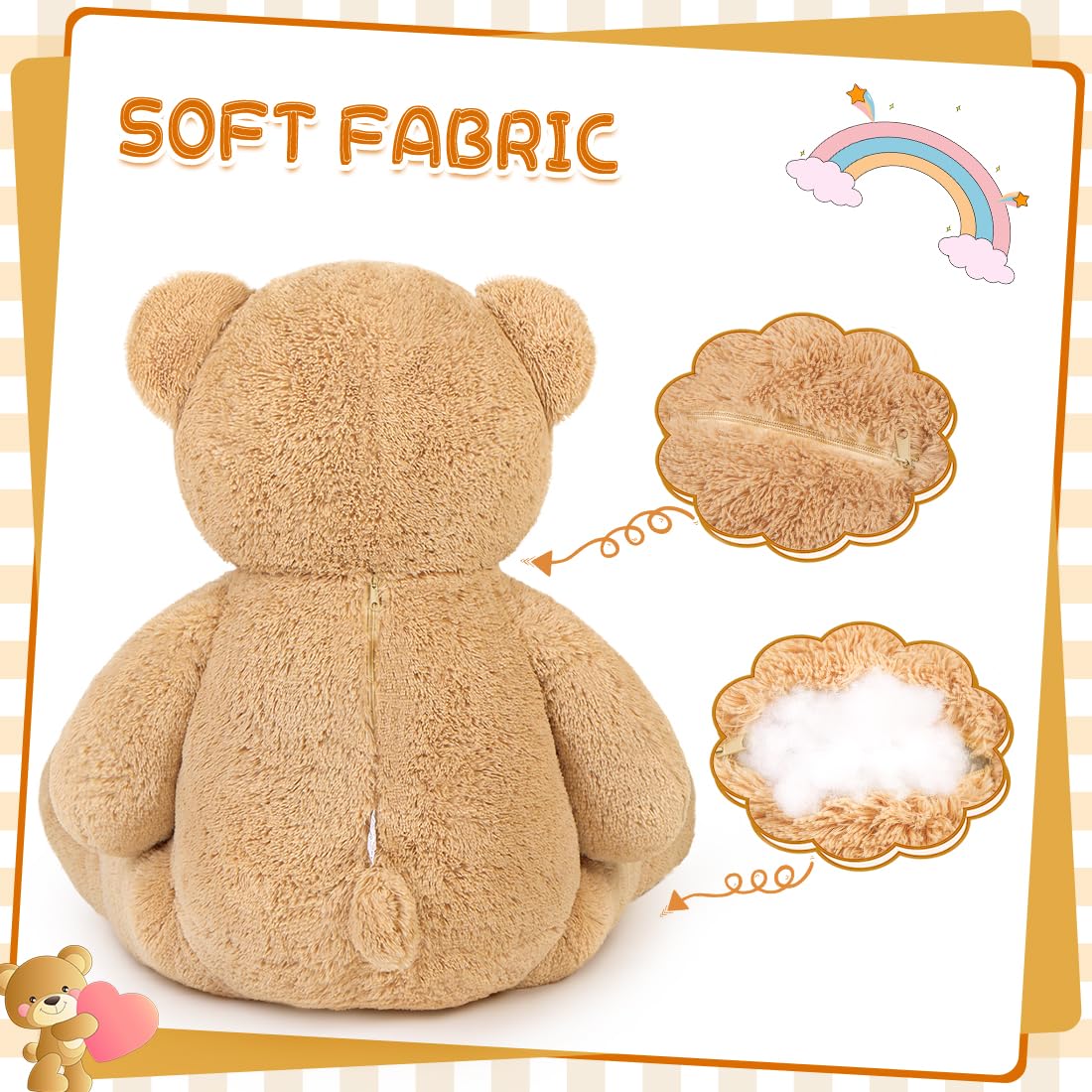 Yeqivo Giant Teddy Bear XXL Giant Teddybear (Light Brown)