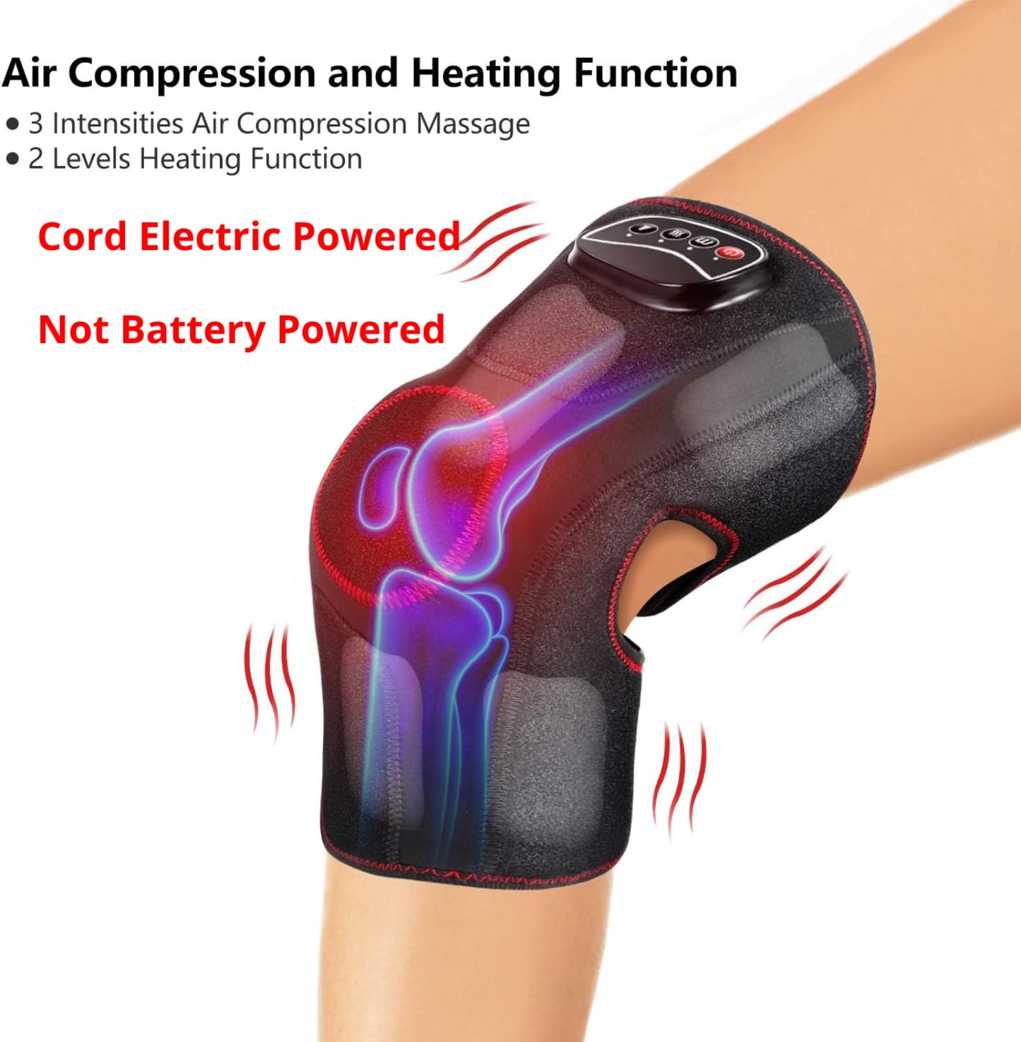 QUINEAR Knee Massager with Heat, Air Compression Leg Knee Brace Wrap for Arthritis Pain Relief Eletric Heating for Joint Pain, Cramps and Circulation 3 Modes & 3 Intensities - FSA or HSA Eligible
