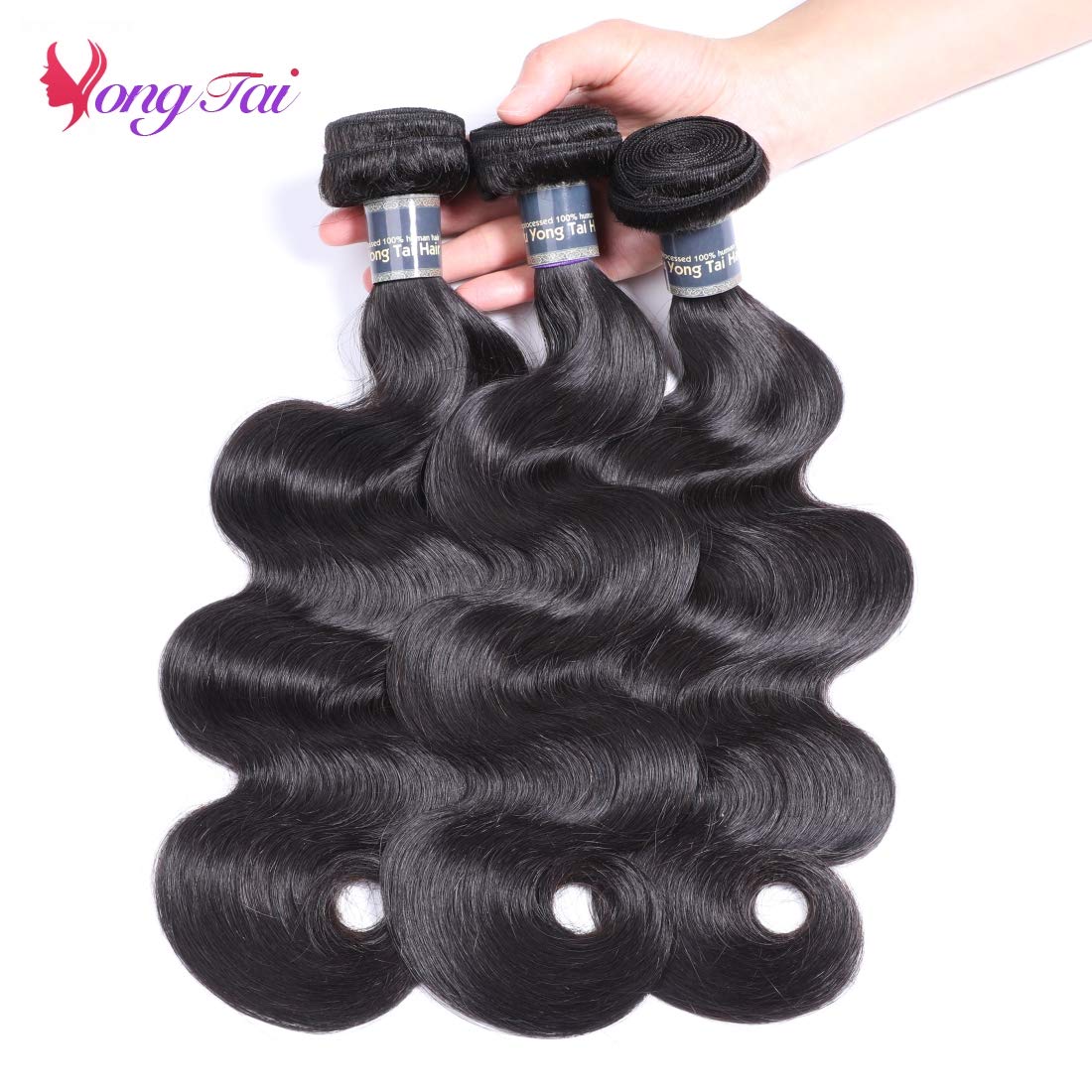 Body Wave Bundles Human Hair 16 18 20 Inch Unprocessed Brazilian Weave Bundles Human Hair 3 Bundles Deals Yuyongtai 1B Color Body Wave Virgin Hair Extensions