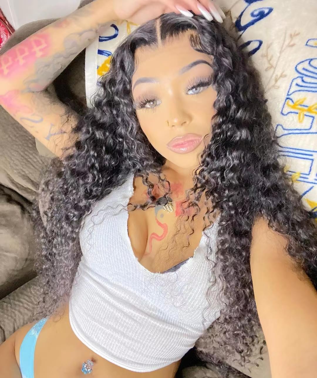 Josblue Deep Wave Lace Front Wigs Human Hair 180% Density 4x4 HD Transparent Lace Closuret Wet and Wavy Human Glueless Wigs for Black Women Pre Plucked with Baby Hair Nature Color