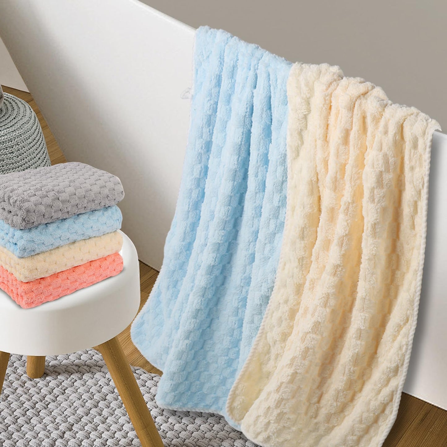 meishiqi Luxury Microfiber Bath Towels 4-Pack | 8X Absorbent Quick-Dry 27.5x55in (70x140cm) | Ultra Lightweight & Hypoallergenic for Spa, Gym, Travel | Super Soft Bath Sheets Set, 4 Colors