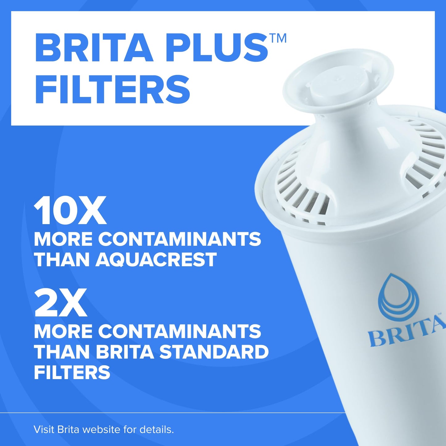Brita Extra-Large 27-Cup Water Dispenser with BritaPlus Filter, WQA NSF/ANSI Certified, Reduces 2X Contaminants vs. Standard, Reduces Chlorine, Zinc, Copper, Mercury & More, 1 Filter Included, Black
