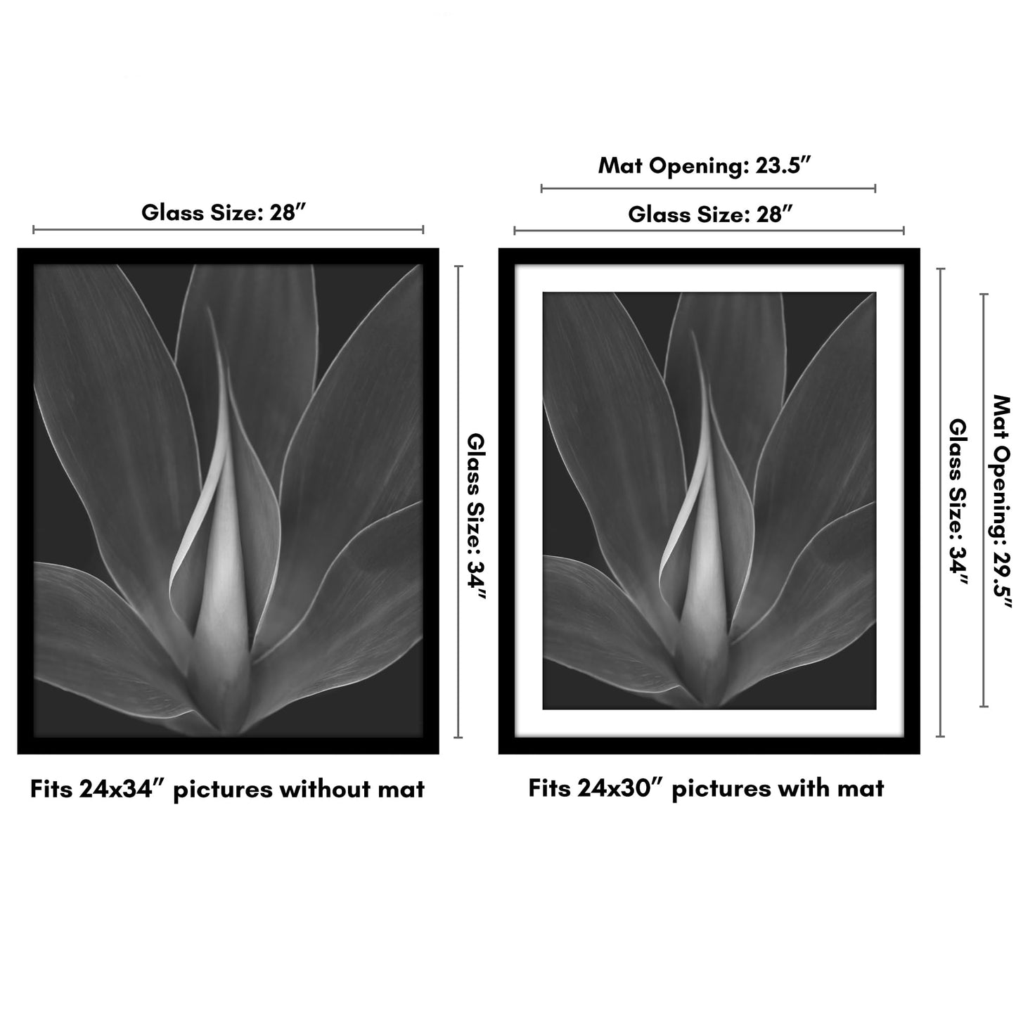 Americanflat 28x34 Poster Frame - Black Engineered Wood with Polished Plexiglass - Wide Picture Frame for Vertical or Horizontal Wall Display - Epic Collection - Black