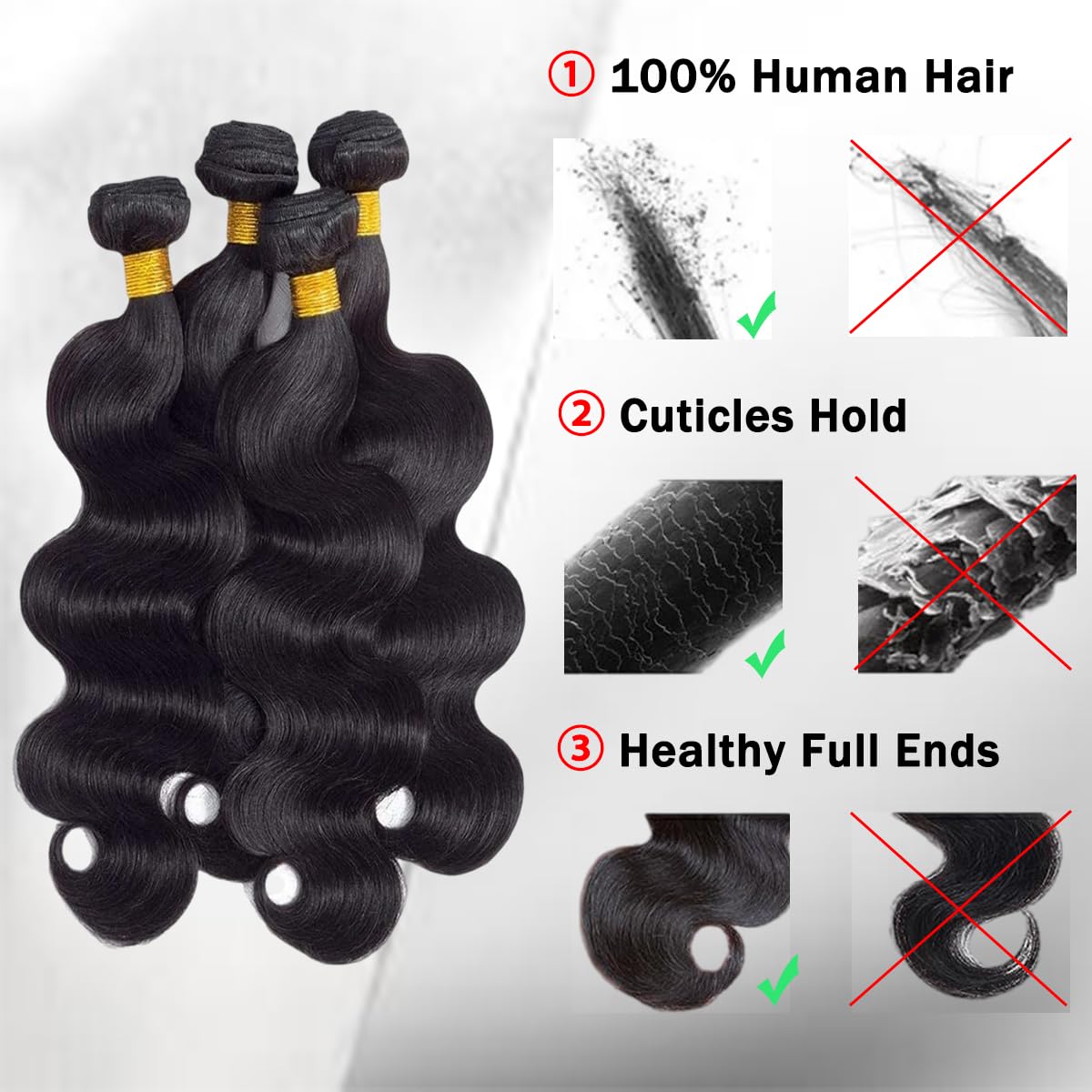ZGGTL Body Wave Bundles Human Hair 18 20 22 24Inch 4 Bundles 12A Natural Black Bundles Human Hair 100% Brazilian Hair Bundles Quick Double Weft Weave Bundles Human Hair Extensions
