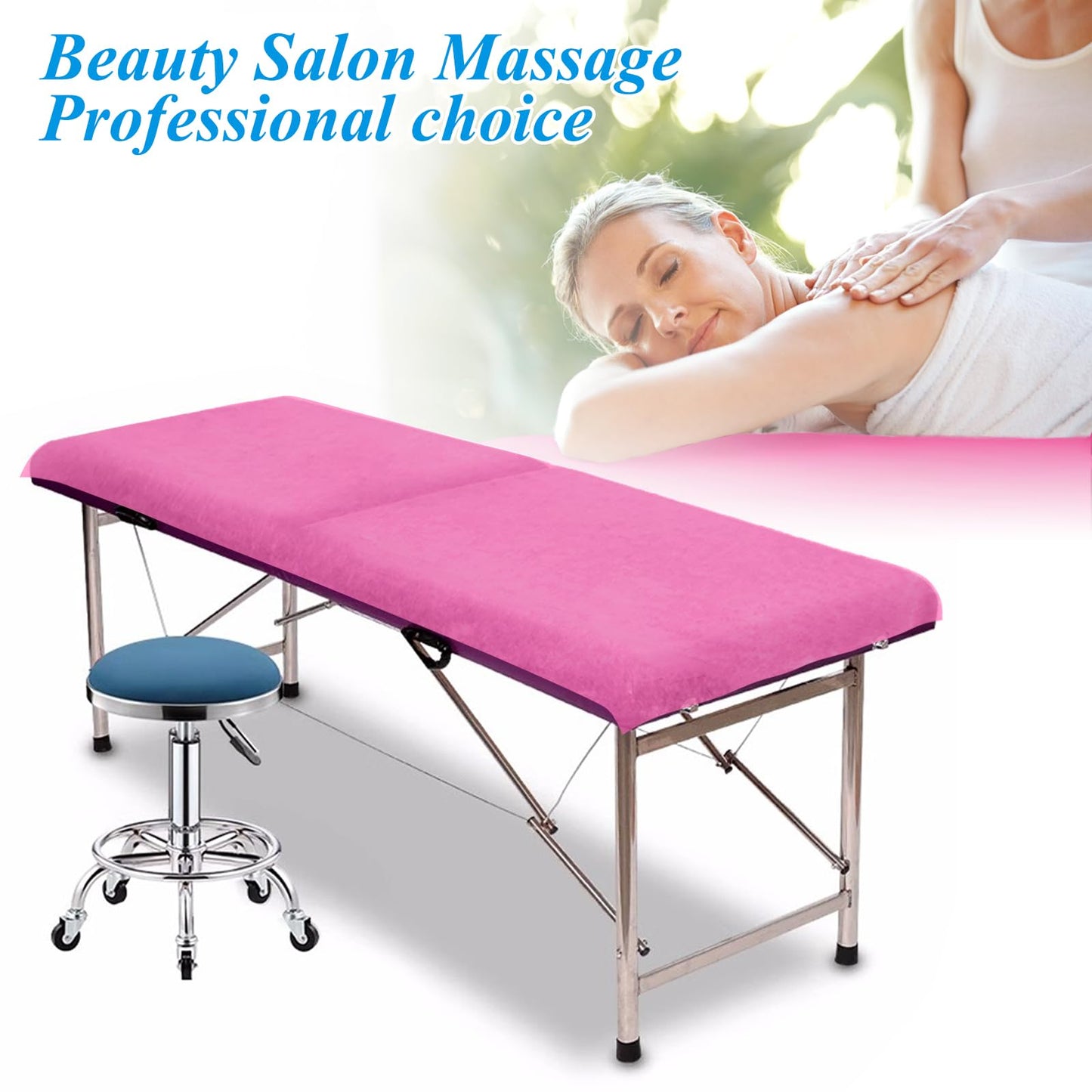 200Pcs Disposable Massage Table Sheets 31.5" x 71" Non-Woven Fabric Bed Covers for Ultimate Hygiene and Comfort in Massage, Tattoo, and Spa Treatments, Breathable and Durable Sheets(Pink)