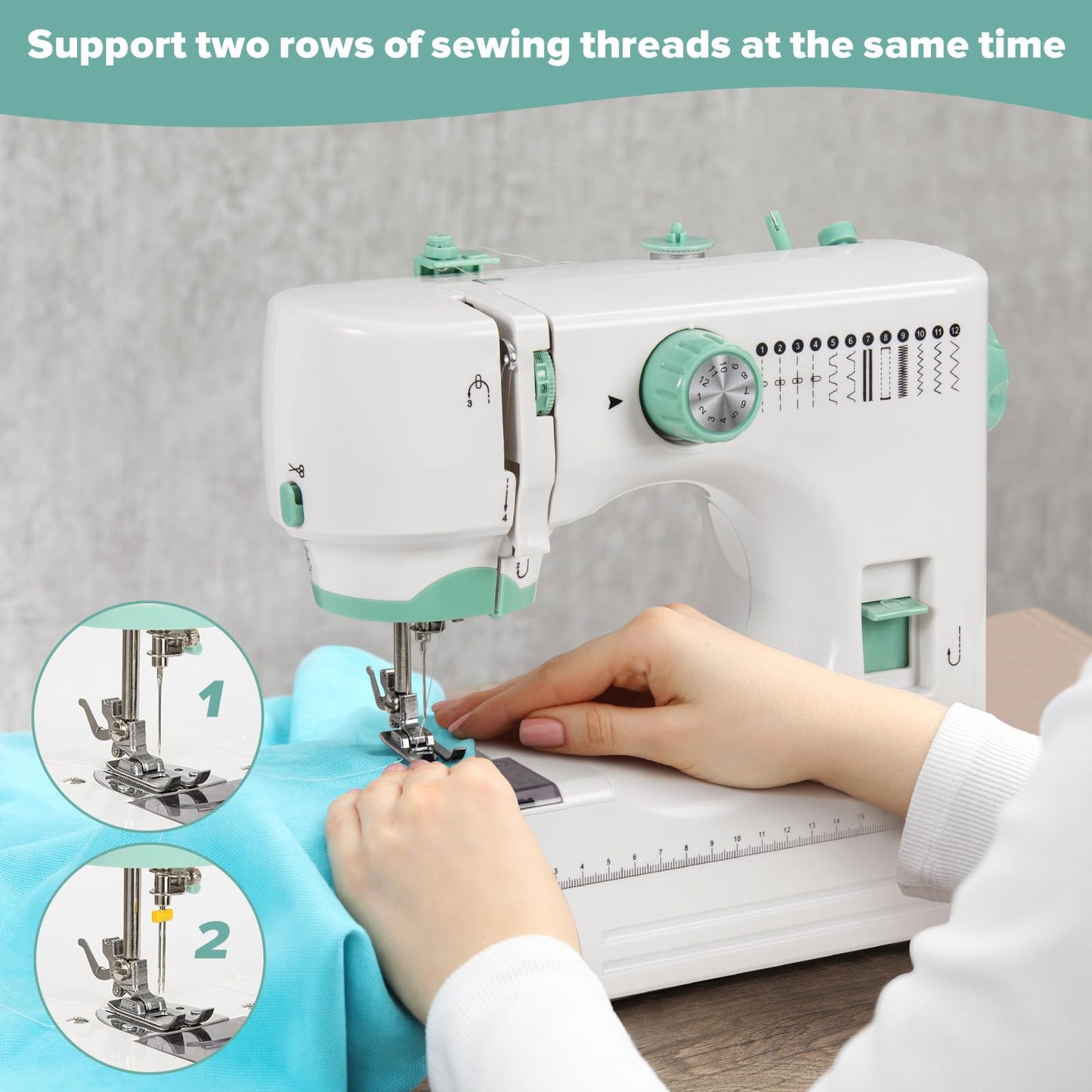 Uwyriwooq Sewing Machine for Beginners, Mini Sewing Machine with Sewing Kits, Electric Portable Sewing Machine with Full Featured, Built-in 12 Stitches, Twin Needle