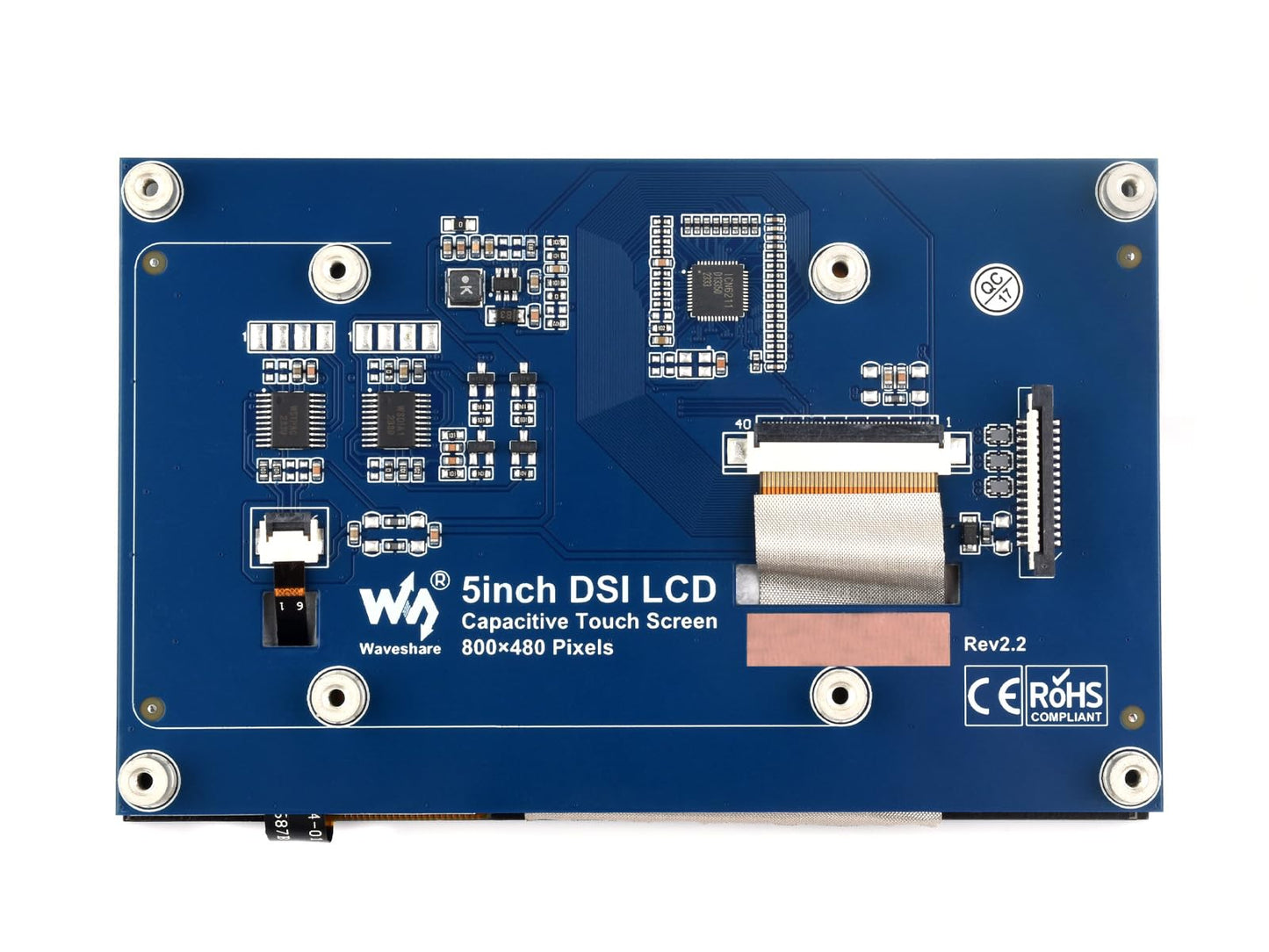 waveshare 5inch Capacitive Touch Display Compatible with Raspberry Pi 5/4B/3B+/3A+/3B/2B/B+/A+/CM3/3+/4 800×480 Resolution DSI Interface