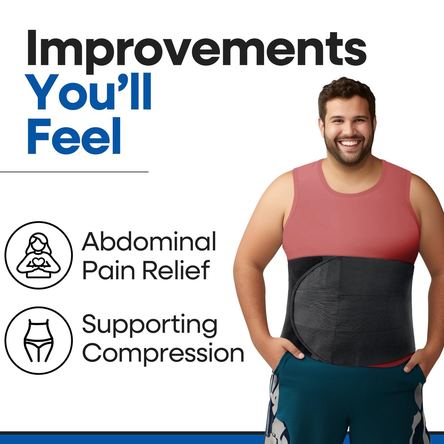 Abdominal Binder Post Surgery Tummy Tuck | Postpartum Belly Band Wrap | Post C Section Belly Binder | Stomach Compression Hernia Belt For Men or Women After Pregnancy Hysterectomy Belly Band (XXL)