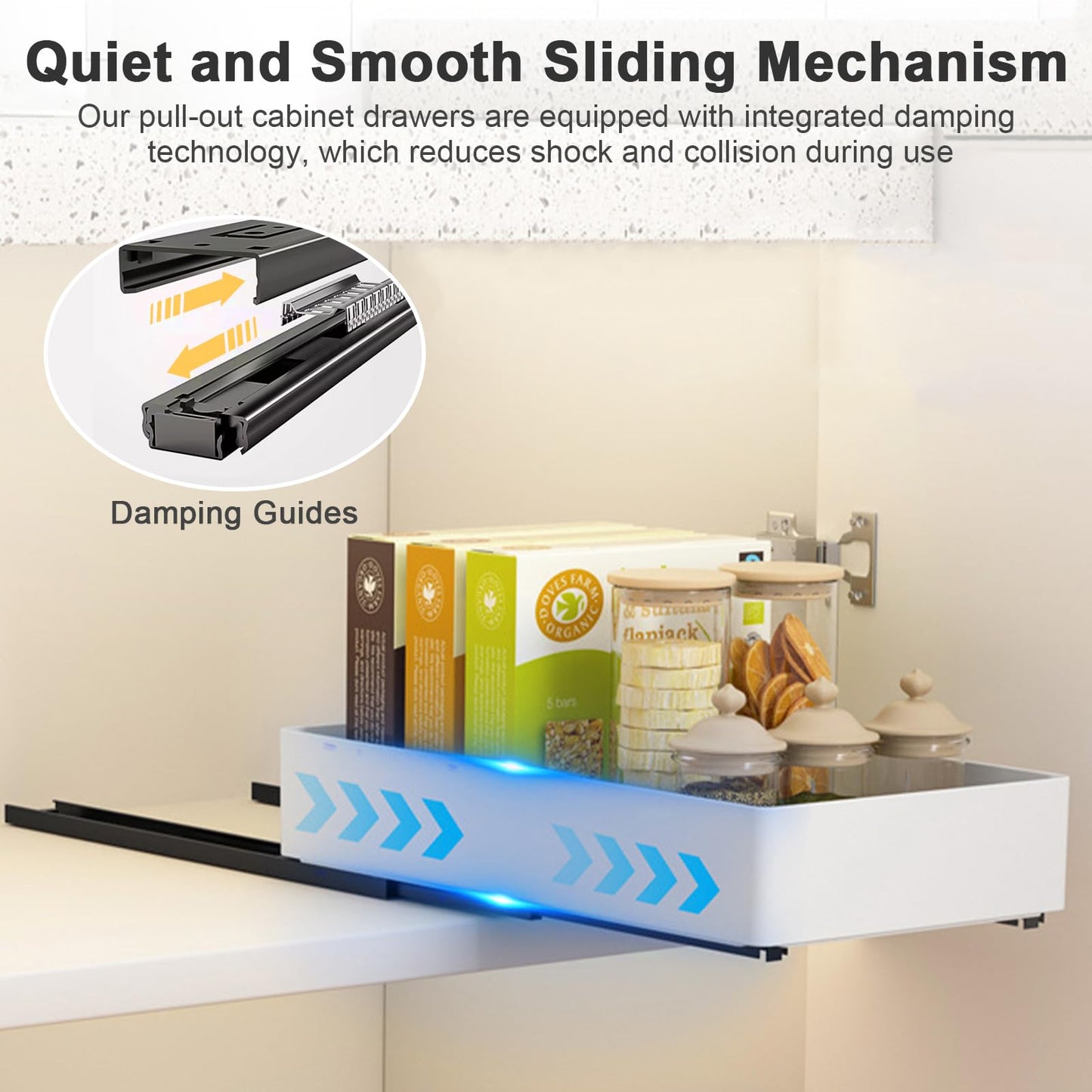 4 Pack Pull Out Cabinet Organizer, Different Size Pull Out Drawers for Cabinets, Peel and Stick Slide Out Drawer Shelves, Multifunctional Drawer Organizers for Kitchen, Pantry, Bathroom (White)