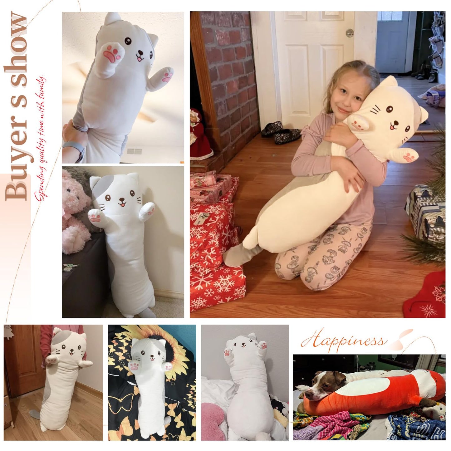 Dalmao 36" Cat Stuffed Animal, Soft Long Pillow Doll Cute Cartoon Kitten Plush Body Pillow Plushies Toy Gift for Kids, Girls, Birthdays, Valentine's, Christmas