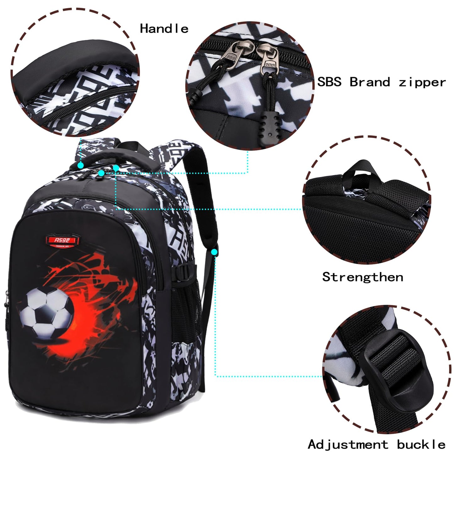 Asge Backpack for School Boys Backpacks for Kids Camo Bookbag for Middle School Bags Waterproof Travel Back Pack