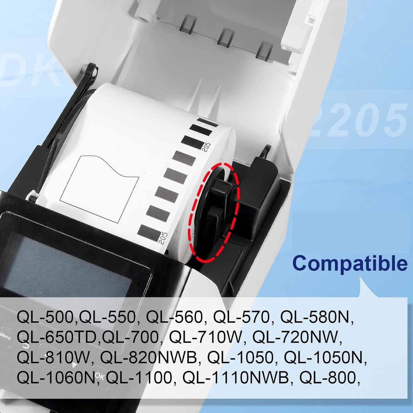 COLORTY 12 Rolls Compatible with Brother DK-2205 Continuous Paper Labels 2-3/7" x 100'(62mm x 30.48m), for Brother QL Label Printers QL-800 810W 820 820NWB 700 710W 600 1100nwb (12 Rolls + 1 Fram)