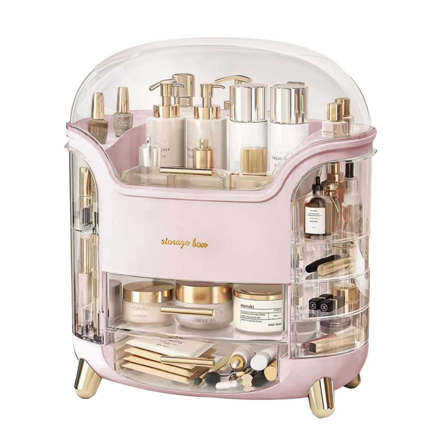 Omeily Upgrade Large Makeup Organizer Countertop Vanity Case Skin Care Cosmetic Storage Box Bathroom Counter Perfume Skincare Organizers Make Up Caddy Gift for Women Girls Clear Design Easy Visibility