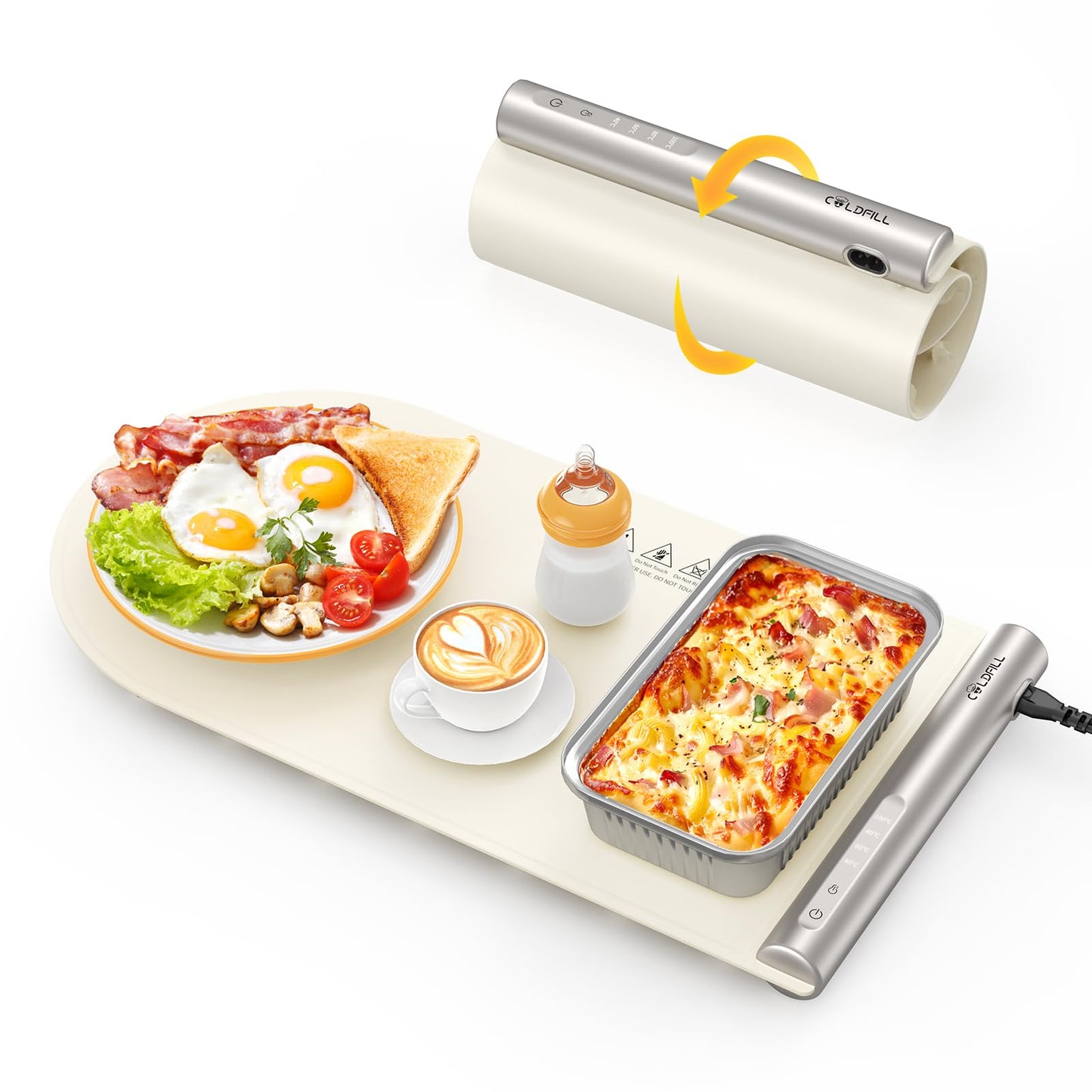 Warming Mat for Food – Fast Electric Warming Tray for Parties with 6-Hour Timer, 10s Rapid Heating, 4 Temperature Settings, Easy-to-Clean Nano Material, for Buffets, Defrosting,Beige