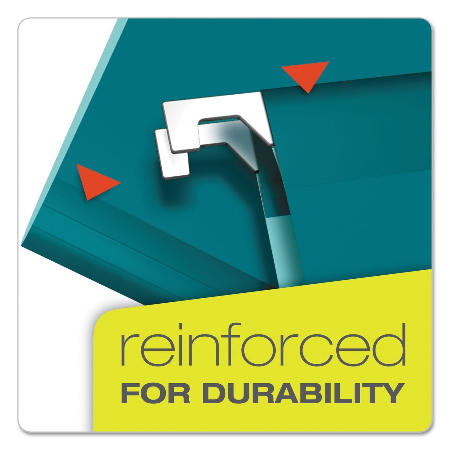 Pendaflex Reinforced Hanging File Folders, Letter Size, Teal, 1/5 Cut, 25/BX (4152 1/5 TEA)