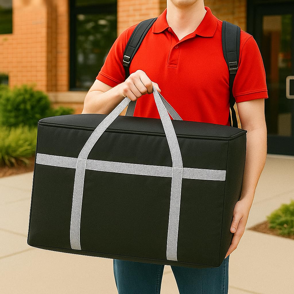 musbus Insulated Food Delivery Bag Cooler Bags Keep Food Warm Catering Therma for doordash Uber Eats Catering Shopper hot BLACK travel grocery pizza portable beach soft sided