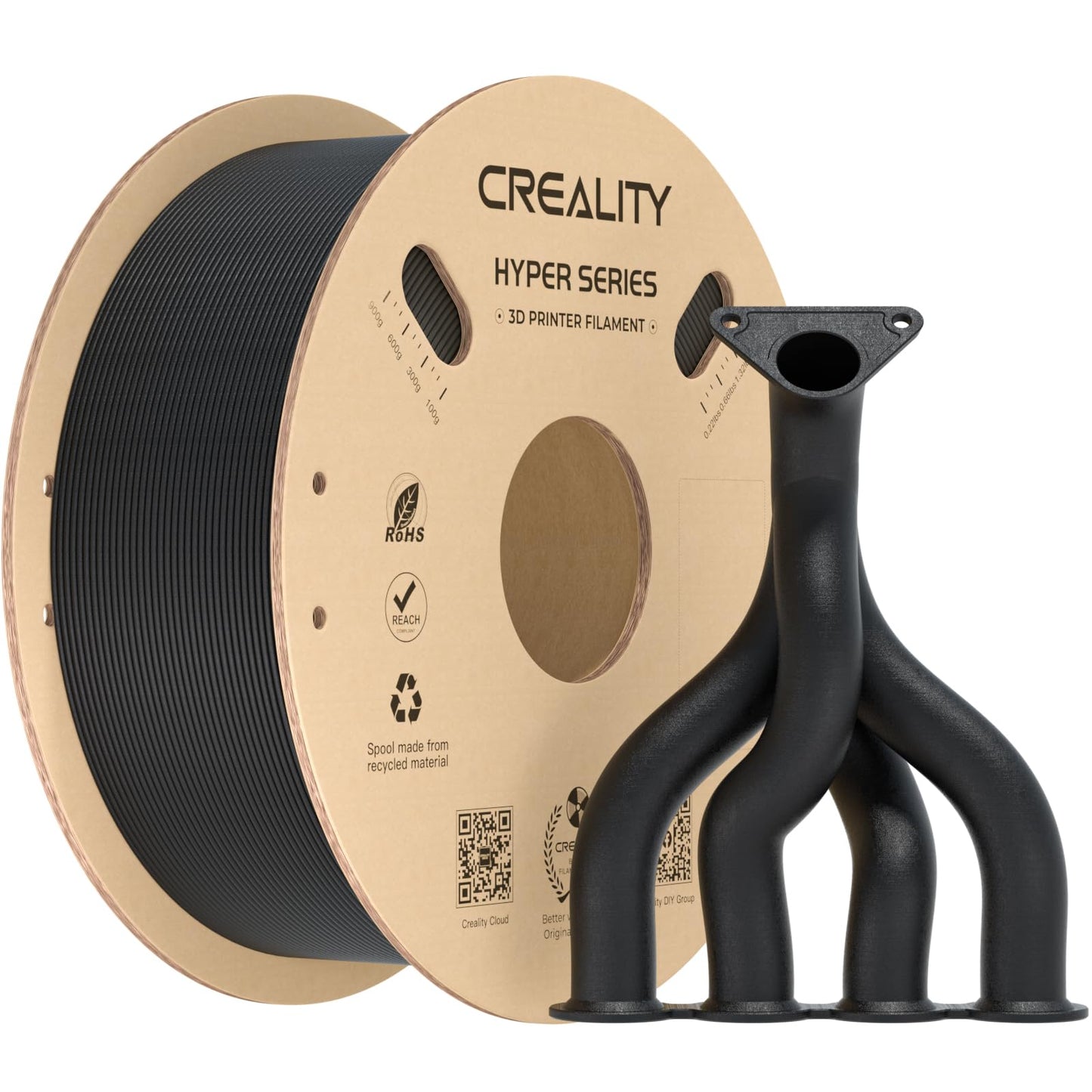 Creality 3D Printer Filament PLA Carbon Fiber Filament 1.75mm for K1C, Hyper PLA-CF for High Speed 50-300mm/s, 1kg(2.2lbs)/Spool, Dimensional Accuracy +/- 0.03 mm (Black)