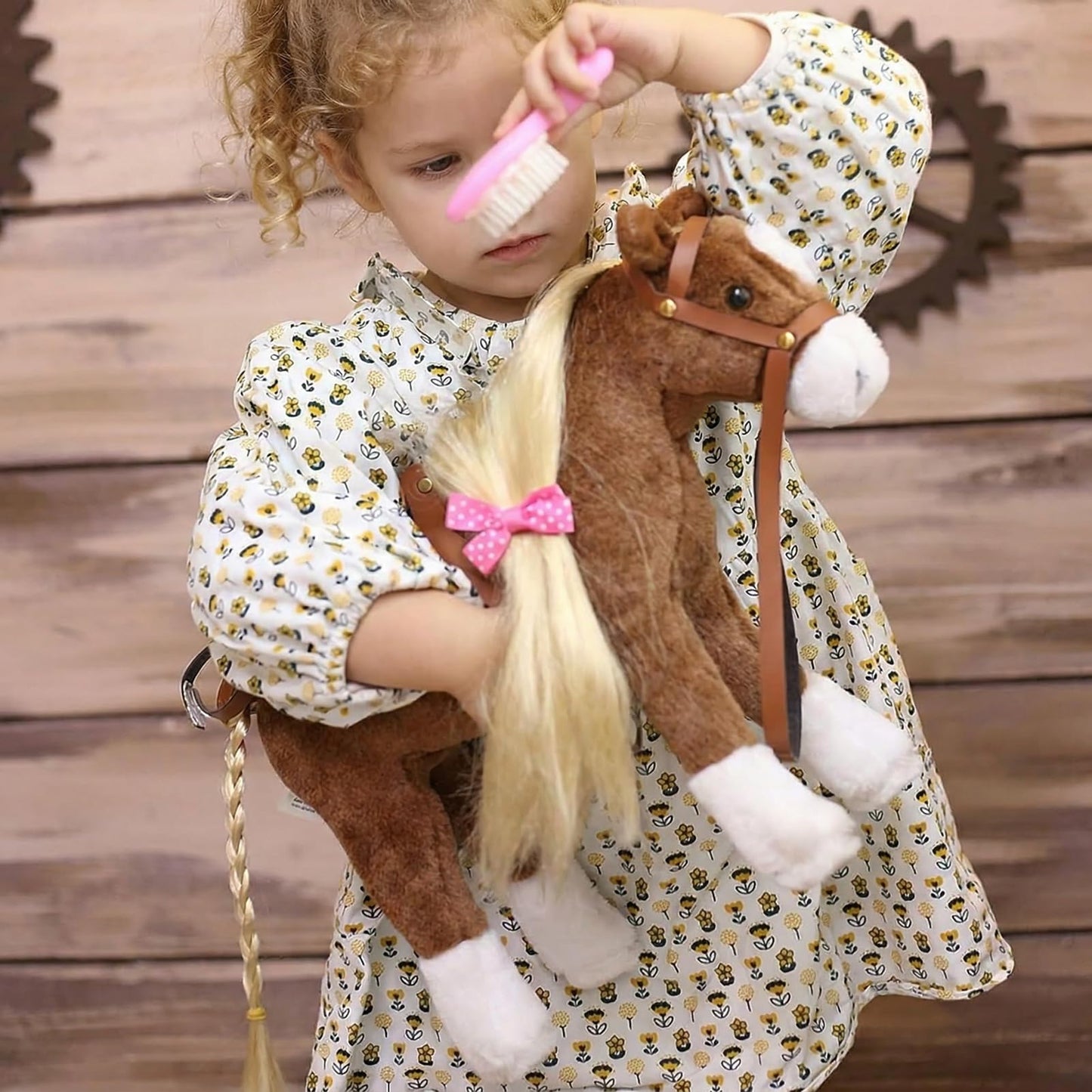 HollyHOME Horse Stuffed Animal Cute Pony Plush Pretend Play Horse Toys for Girls and Horse Lovers 11 inches Brown