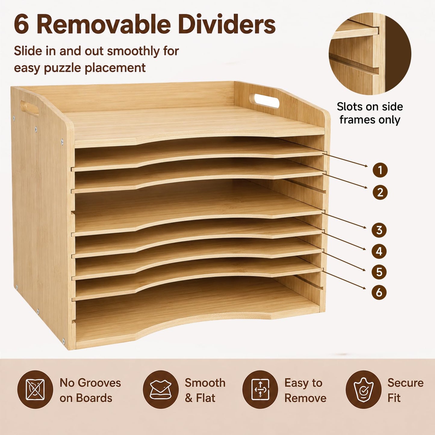 Bamboo Puzzle Holder Rack, 7-Tier Wooden Art Drying Rack, Removable Paint Drying Rack, for School Home Office