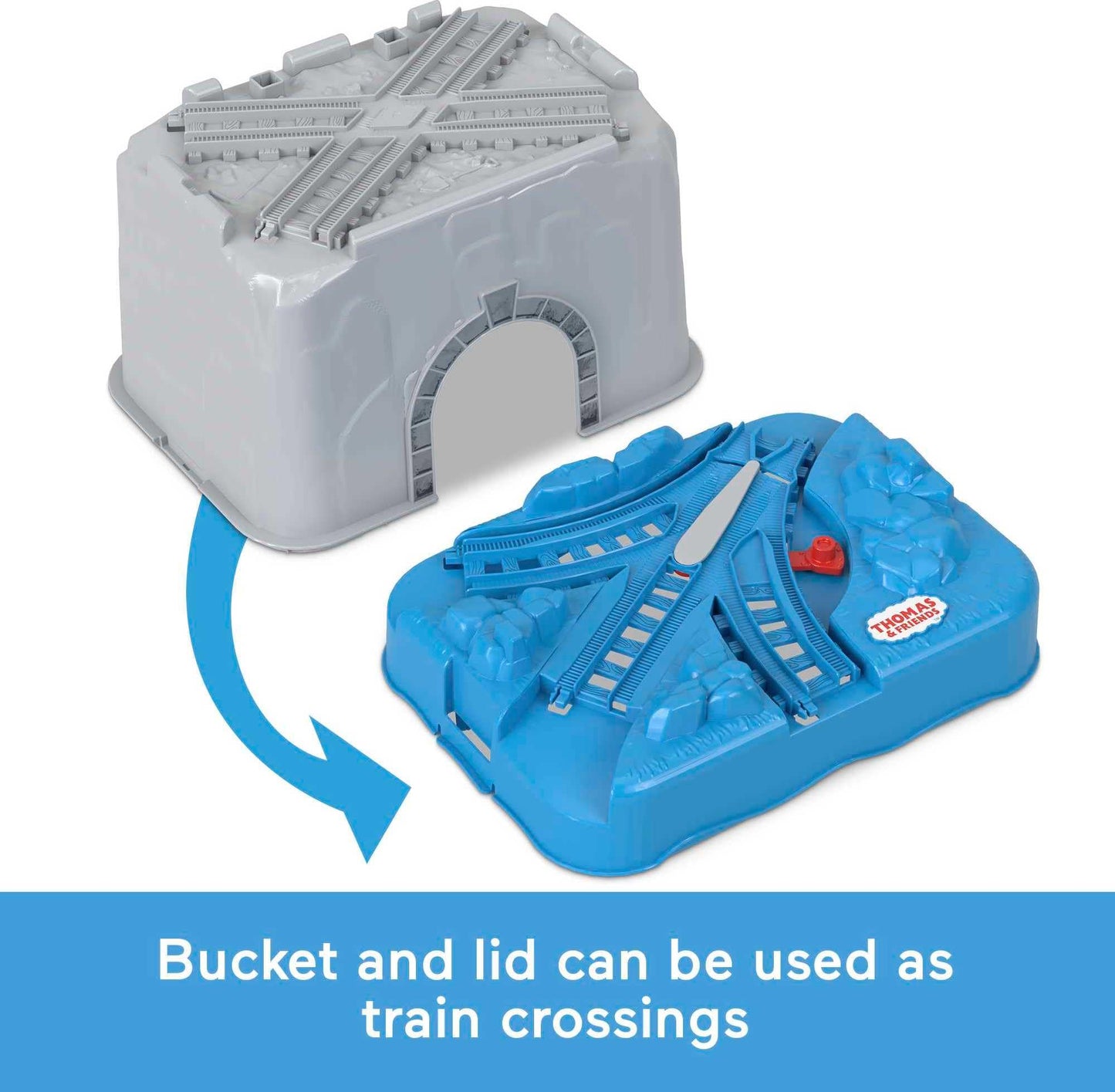 Thomas & Friends Toy Train Tracks Set, Connect & Build Bucket, 34-Piece Expansion Pack for Diecast & Motorized Trains, Age 3+ Years