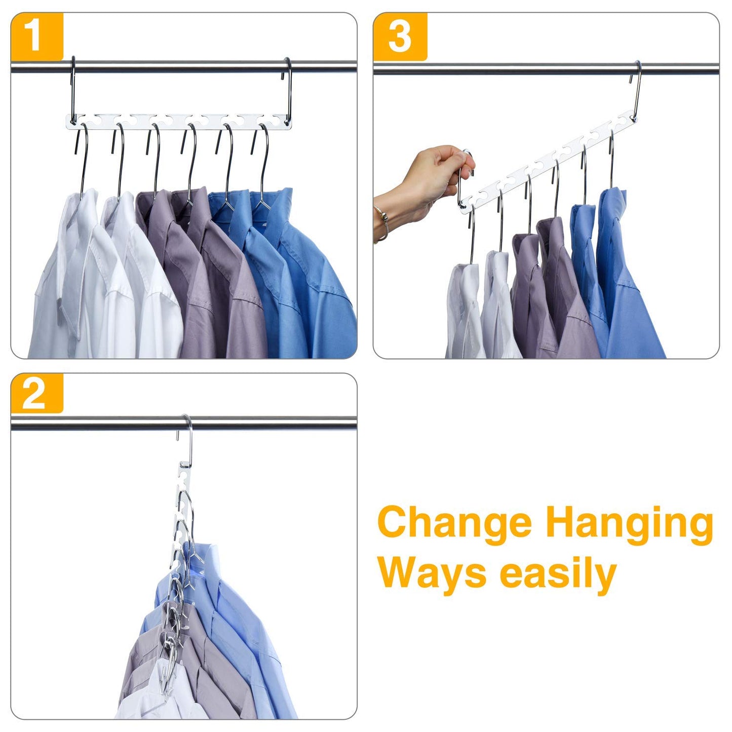 HOUSE DAY Space Saving Hangers for Clothes 20 Pack, Heavy Duty Hanger Organizer | 30 Lbs Capacity |, Metal Magic Hanger, Sturdy Multi Hangers, Closet Space Saver Closet Organizers and Storage