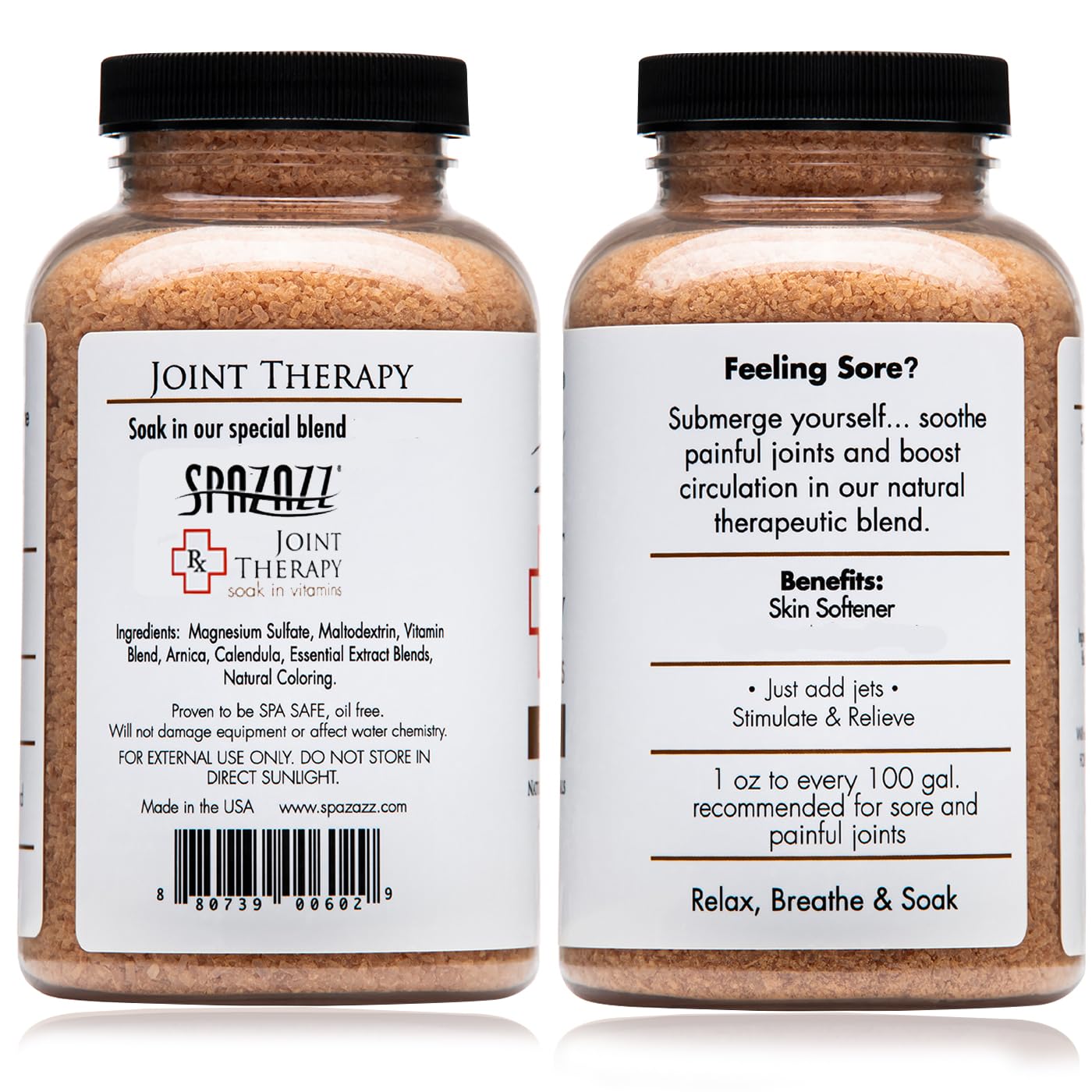 Spazazz Aromatherapy Spa and Bath Salts Crystals RX Therapy Collection 2 Pack Bundle- One 19 Oz Jar Each Spazazz Muscle Therapy and Joint Therapy- Dead Sea Bath Salt Crystals