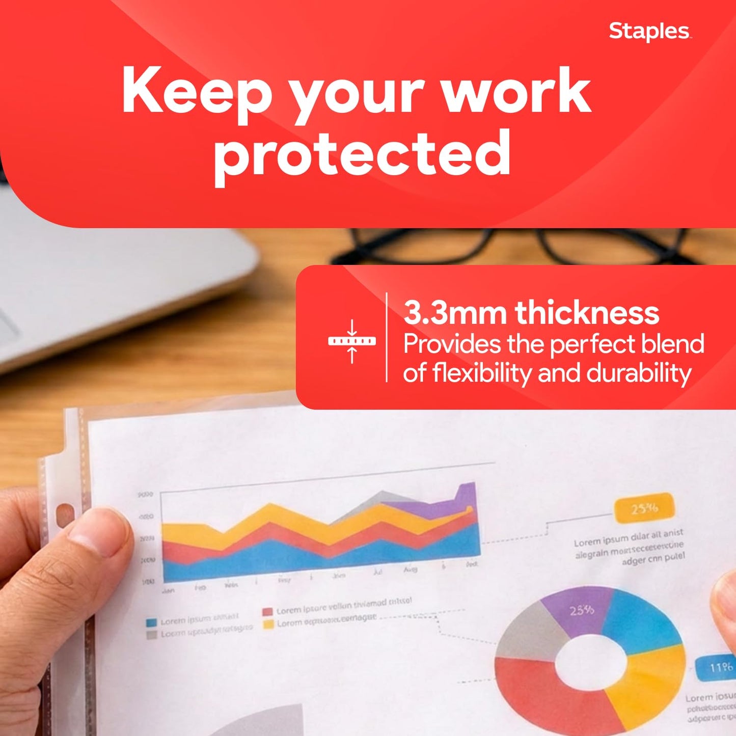 Staples Heavyweight Sheet Protectors, 8.5" x 11" – Clear 3-Hole Punched Page Protectors, Archival Safe, 200-Pack