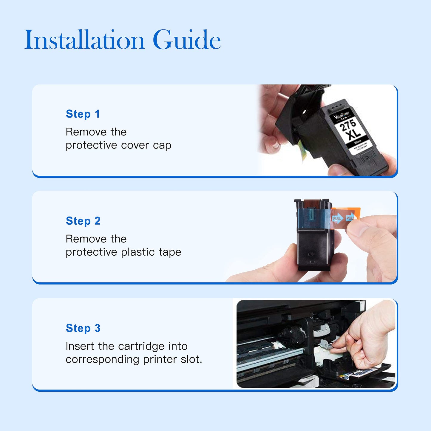 Valuetoner Supply Remanufactured Ink Cartridge Replacement for Canon 275XL and 276XL Ink Cartridges Combo Pack 275XL 276XL PG-275 CL-276 for Pixma TS3500 TS3522 TS3520 TR4700 TR4720 TR4722 (2-Pack)