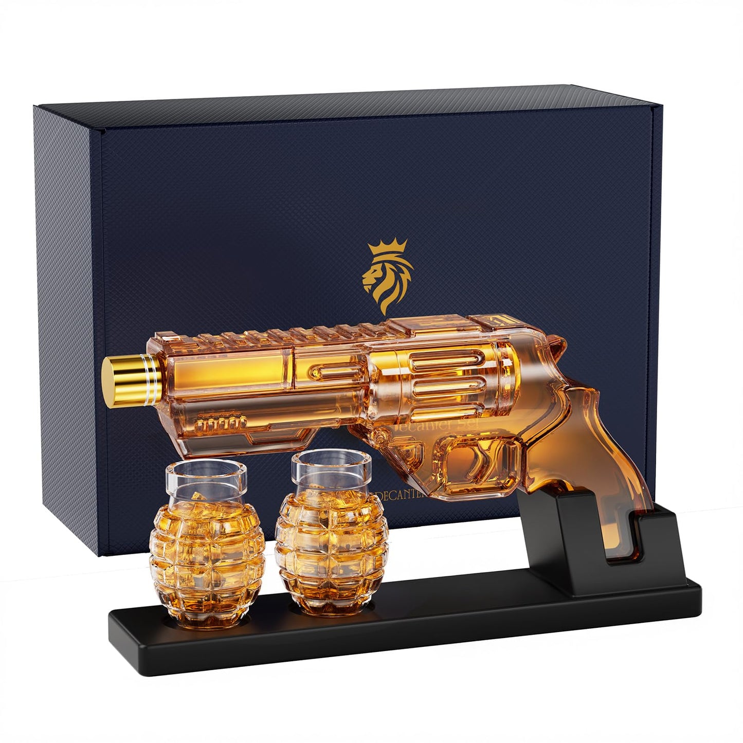 Kollea Whiskey Decanter Set with Grenade-Shaped Shot Glasses, Anniversary Birthday Gifts for Men Who Have Everything, Whiskey Gifts for Father, Husband, Boyfriend & Military Enthusiasts, Fathers Day