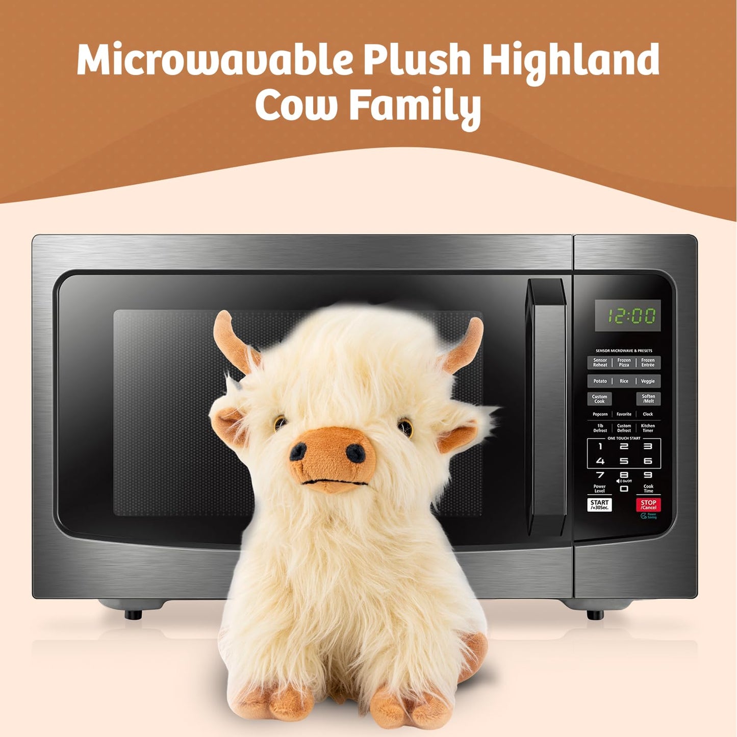 Microwaveable Highland Cow Stuffed Animal - Weighted Stuffed Animal Plush, Heating Pad, Cozy Gift for Girls|Women|Kids|Elderly People, 9.8in, 1.65lb