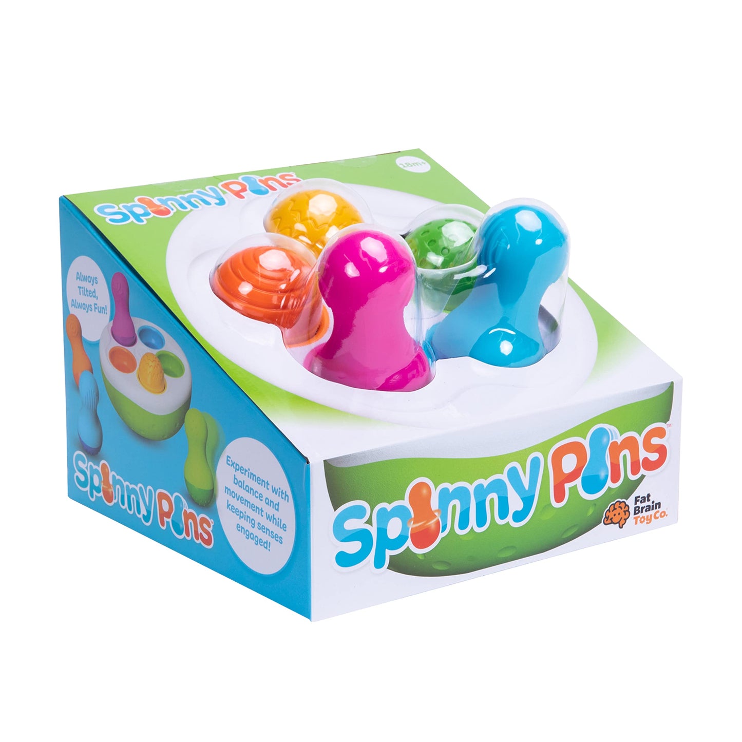 Fat Brain Toys SpinnyPins, Kids Preschool, Spinning and Sorting Building Sets, Early Development Toy for Babies Aged 18 Months and Older, Multicoloured