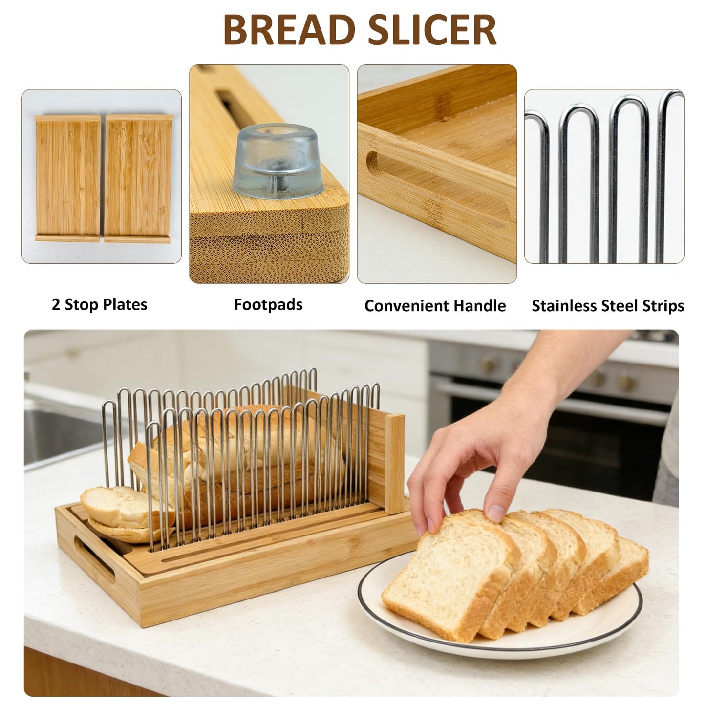 Forest Manor Bamboo Bread Slicer for Homemade Bread